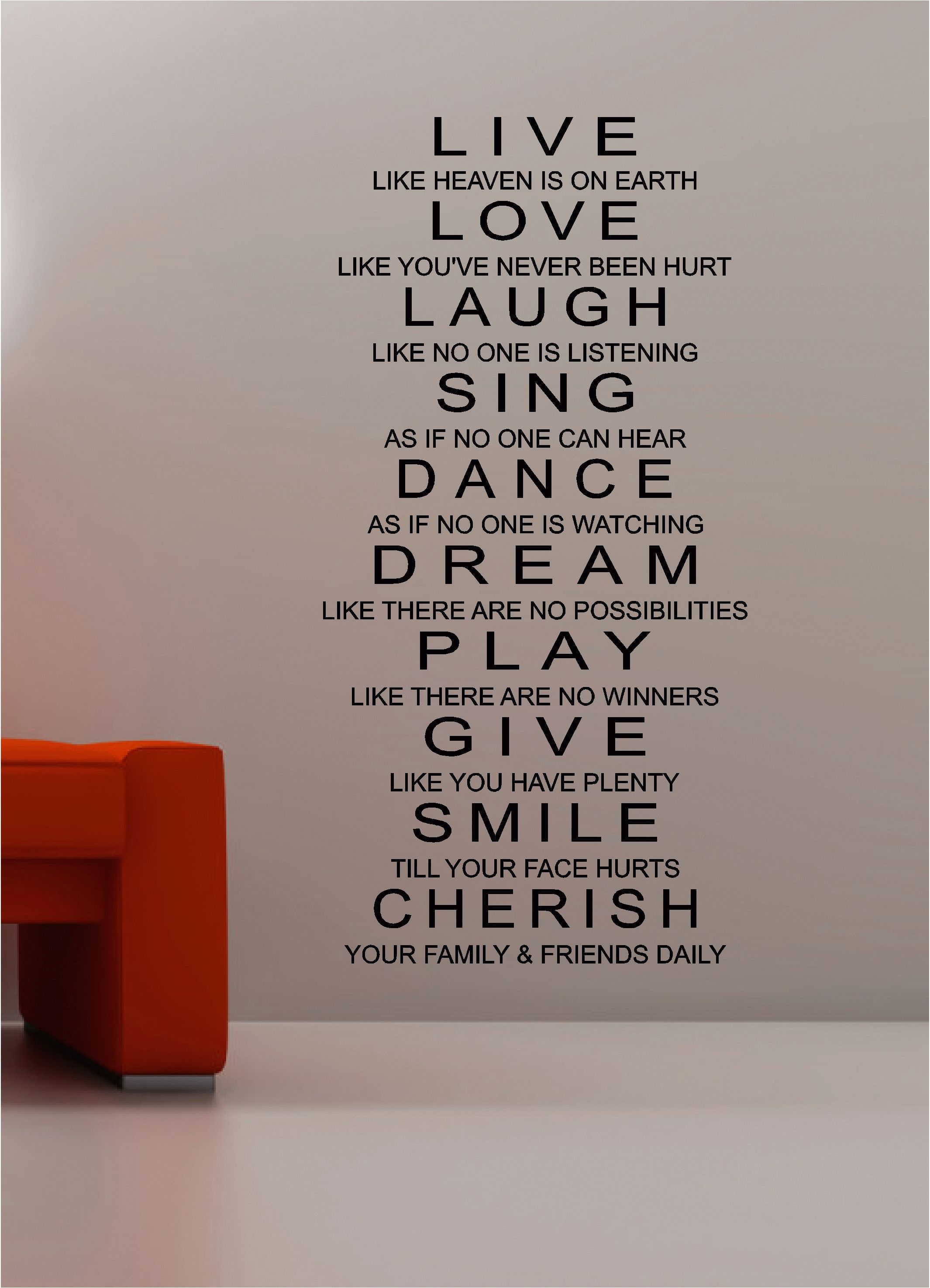 Live Laugh & Love Wall Art Quote Sticker Vinyl Kitchen Bedroom For Most Recently Released Inspirational Wall Art (View 4 of 15)