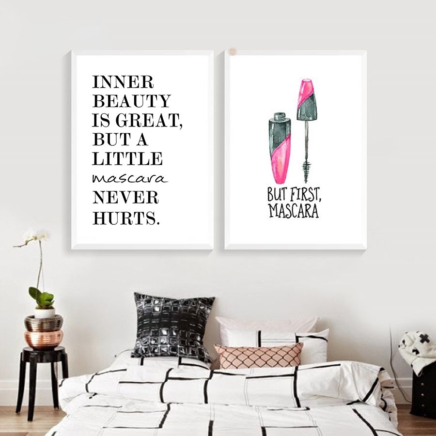 Mascara Art Canvas Prints Makeup Canvas Painting Poster Teen Beauty In Latest Teen Wall Art (View 11 of 20)