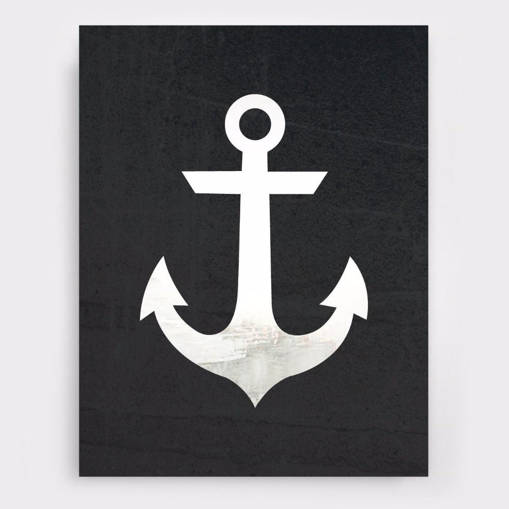 New Anchor Canvas Oil Painting Black And White Scandinavian Wall Art With Regard To Most Recent Anchor Wall Art (View 14 of 20)