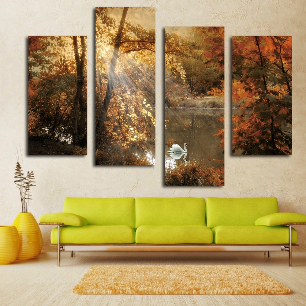 Nice White Swan Painting Fairy Multi Panel Canvas Wall Art Landscape Regarding Best And Newest Multi Panel Wall Art (Gallery 1 of 15)