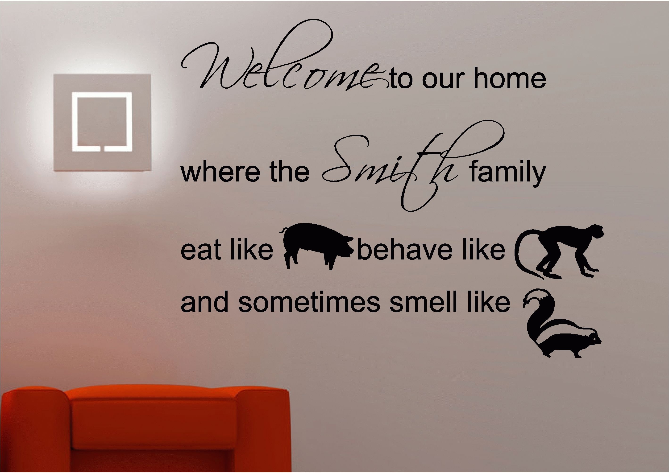 Personalised Family Welcome Wall Art Sticker Lounge Kitchen Quote Throughout Most Recent Inspirational Quotes Wall Art (View 6 of 20)