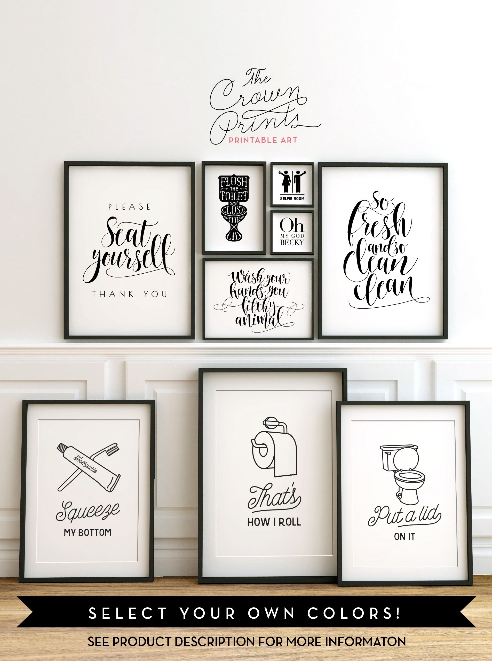 Printable Bathroom Wall Art From The Crown Prints On Etsy – Lots Of Within Current Bathroom Wall Art Decors (View 1 of 15)