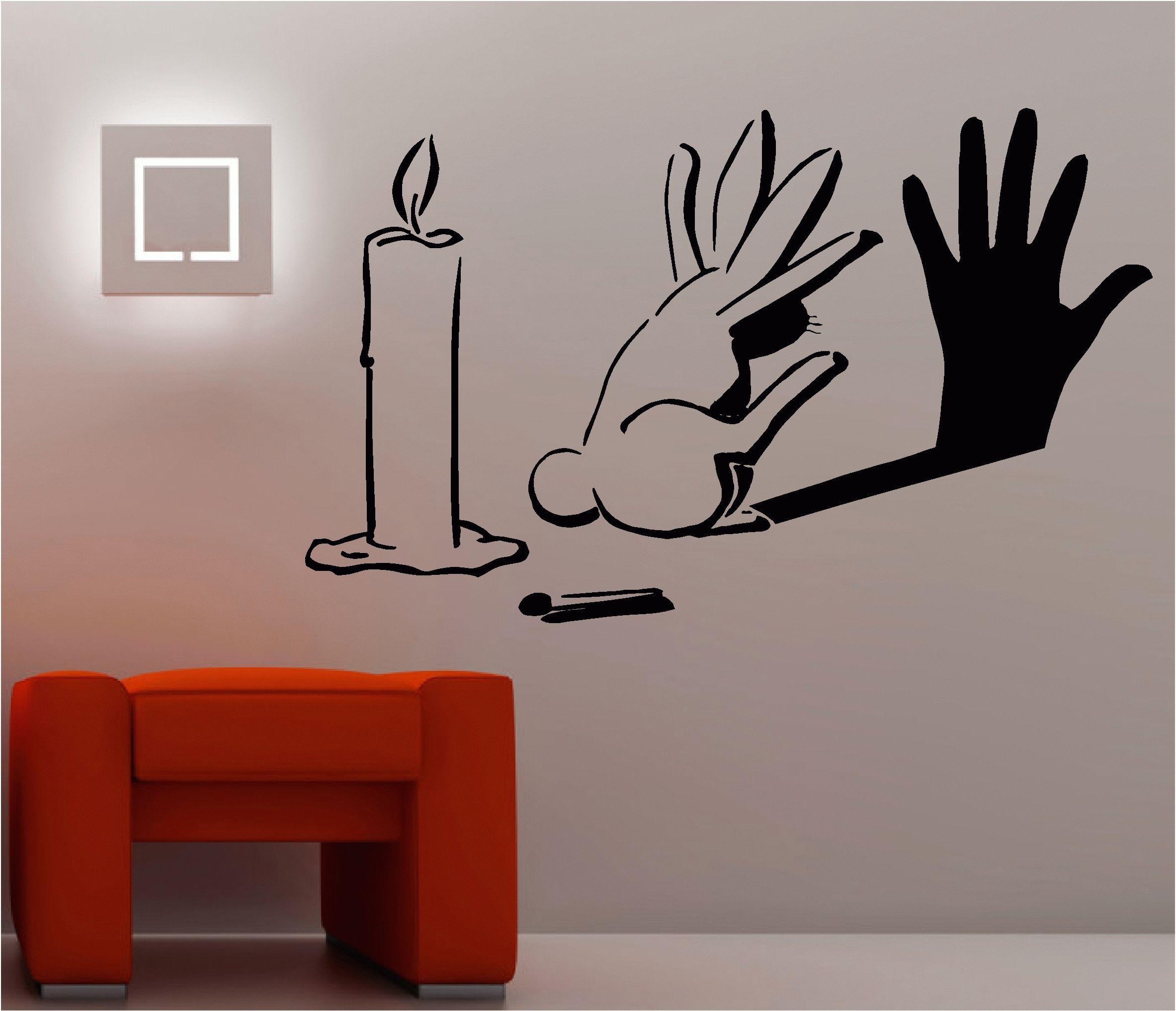 Rabbit Shadow Graffiti Wall Art Sticker Lounge Bedroom Kitchen Within Recent Wall Art For Bedroom (View 6 of 15)