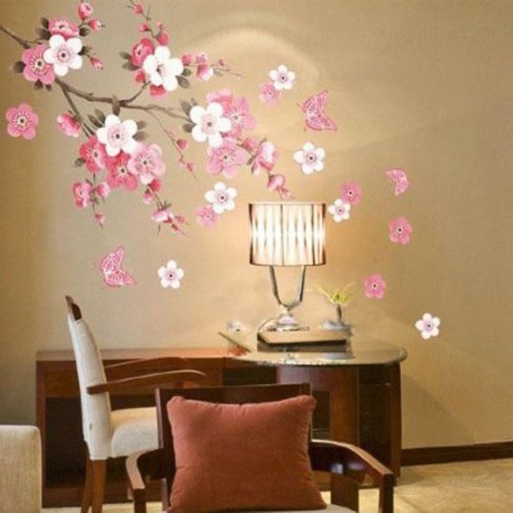 Sakura Flower Bedroom Room Vinyl Decal Art Diy Home Decor Wall With Regard To Recent Home Decor Wall Art (View 13 of 20)
