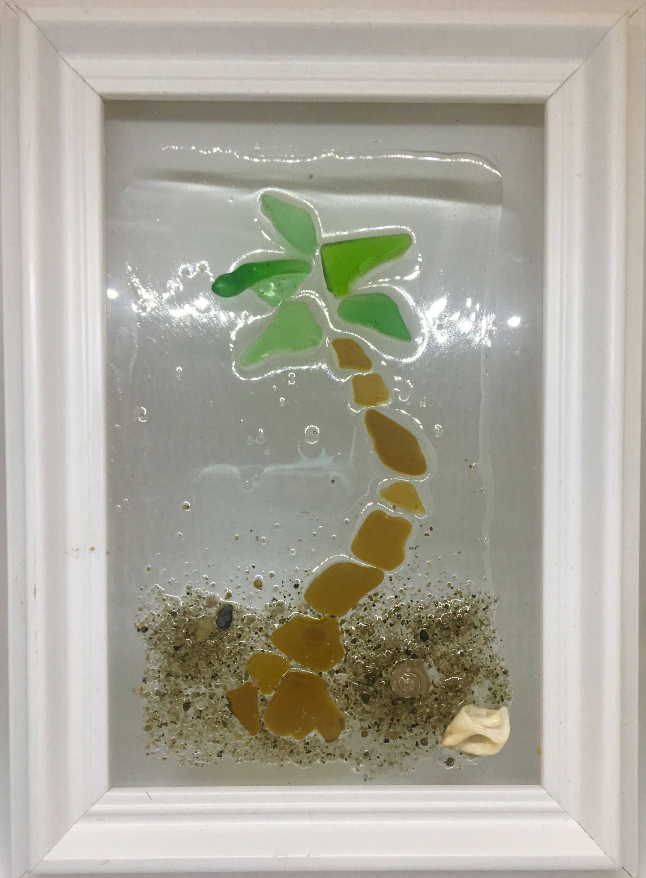 Sea Glass Wall Art: Palm Tree Design Made From Genuine Sea Glass 4x6 Intended For Most Recent Palm Tree Wall Art (View 20 of 20)