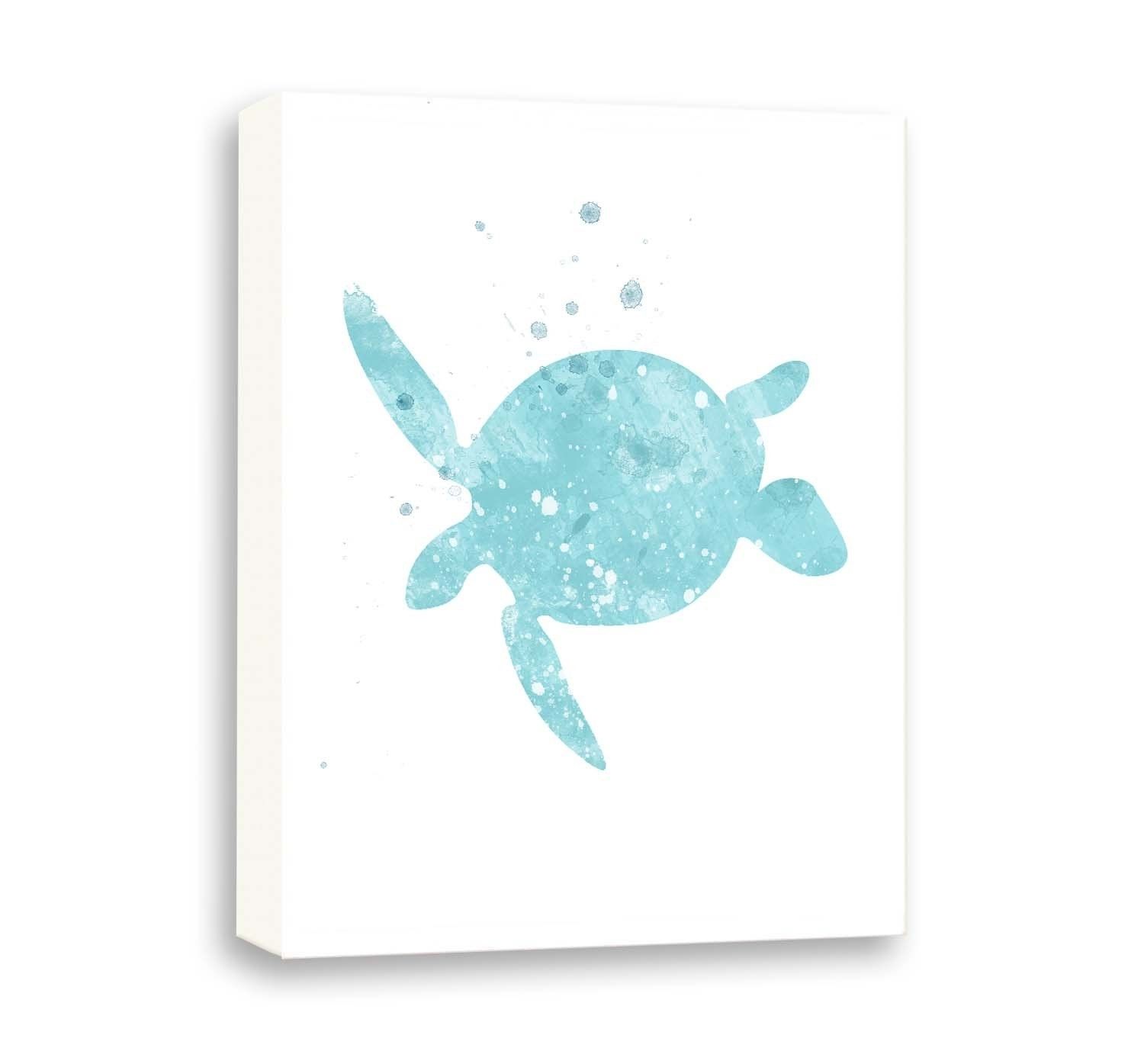 Sea Turtle Art, Watercolor Wall Art, Canvas Art, Bathroom Art Within Newest Sea Turtle Canvas Wall Art (View 15 of 20)
