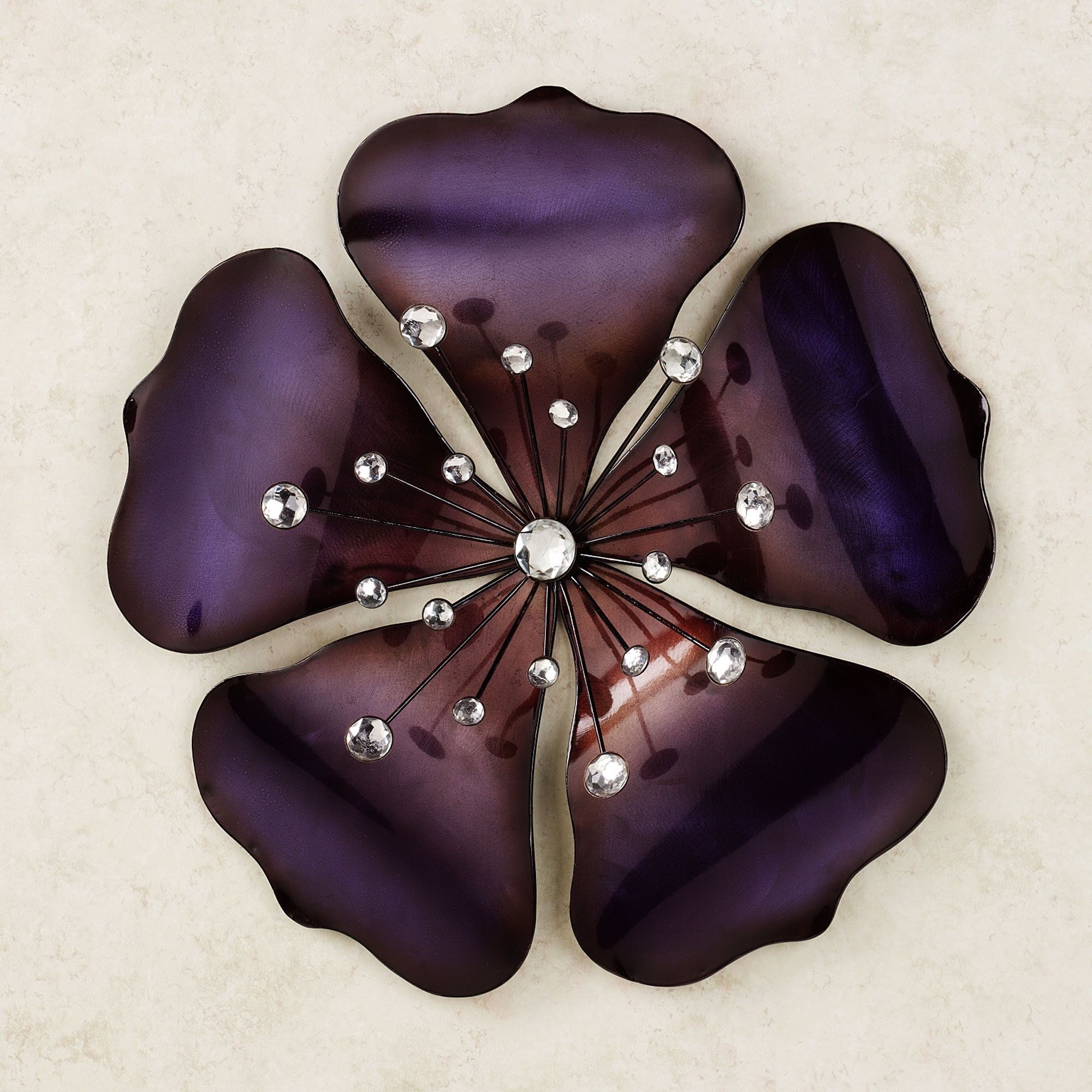 Shimmering Gem Purple Flower Metal Wall Art | Hello Walls Regarding Most Popular Metal Flowers Wall Art (Gallery 20 of 20)