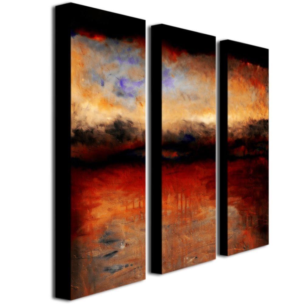 Trademark Fine Art Red Skies At Nightmichelle Calkins 3 Panel Regarding Most Popular Panel Wall Art (View 15 of 20)