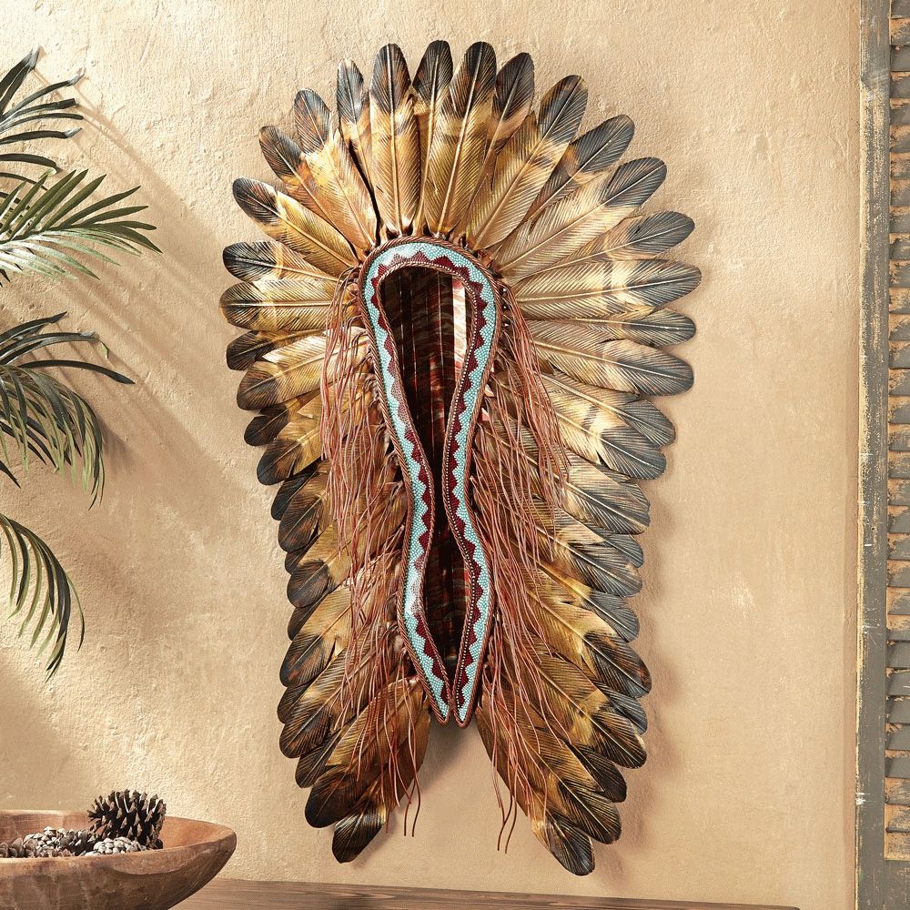 Turquoise & Red Headdress Wall Hanging With Recent Western Wall Art (View 8 of 20)