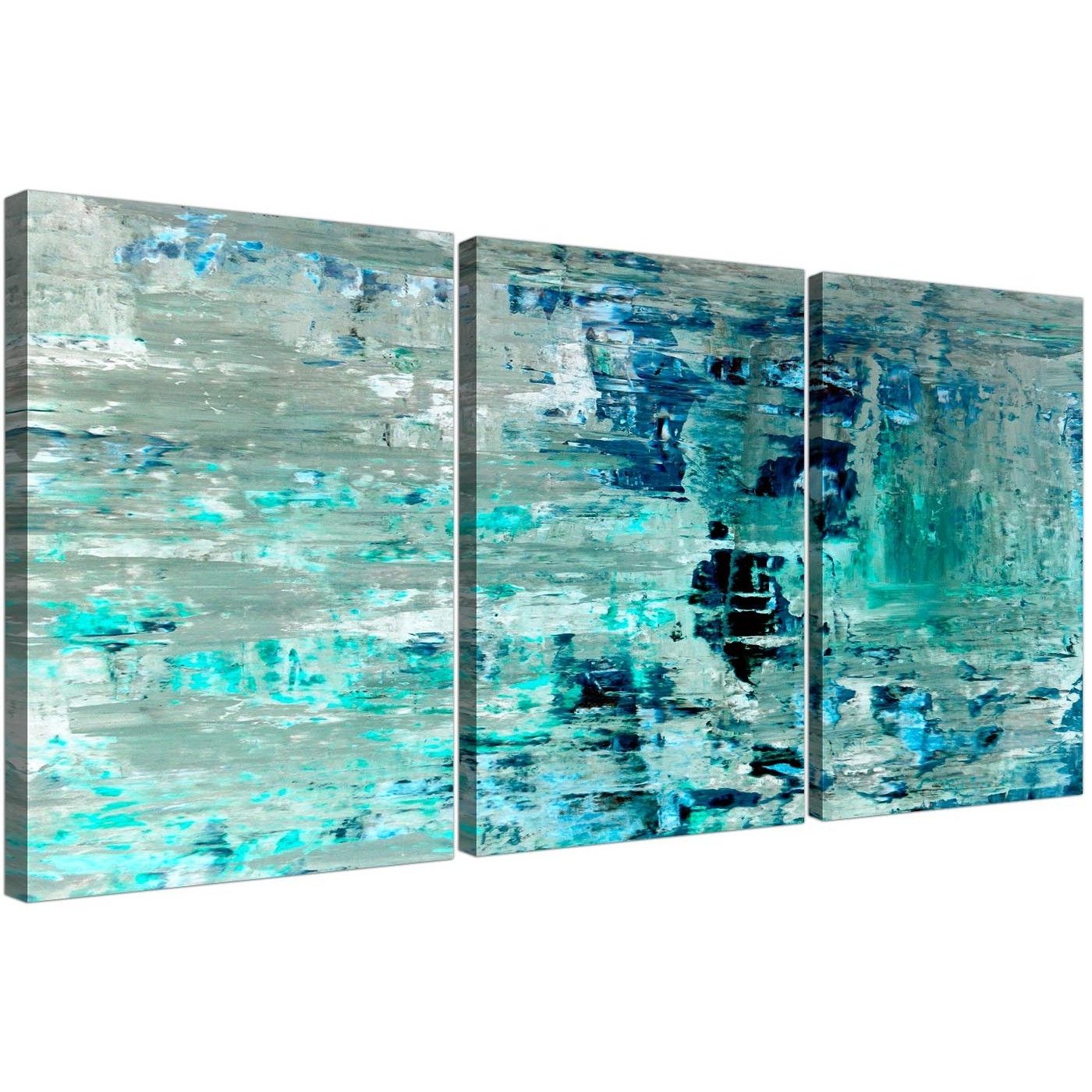 Turquoise Teal Abstract Painting Wall Art Print Canvas – Multi 3 With Most Recently Released Teal Wall Art (View 1 of 15)