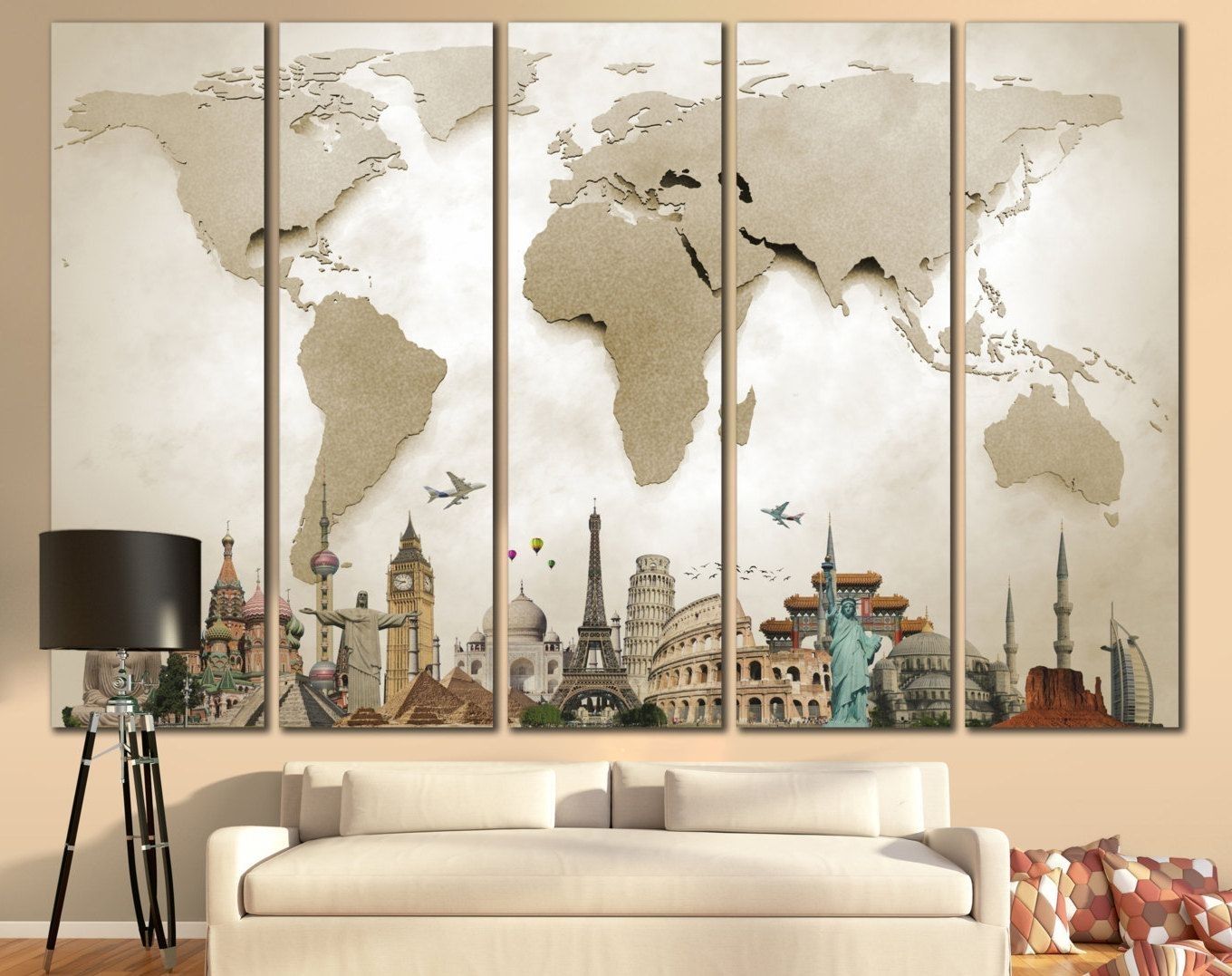 Unique Extra Large Wall Art Related Items | Etsy | Wall Arts In Most Recently Released Wall Art Map Of World (View 13 of 20)