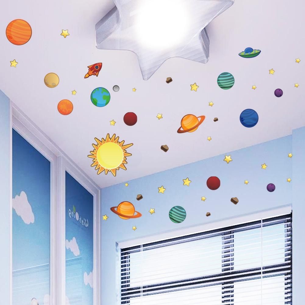 Universe Wall Stickers For Kids Room Nursery Adesivos De Parede Pvc Within Most Recently Released Kids Wall Art (View 14 of 15)