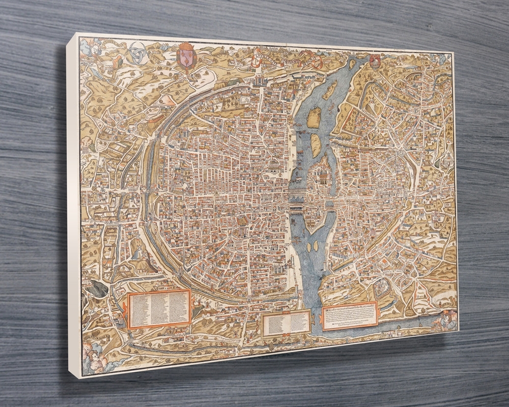 Vintage Paris Map Canvas Wall Art Australia Regarding Most Recently Released Map Of Paris Wall Art (Gallery 1 of 20)