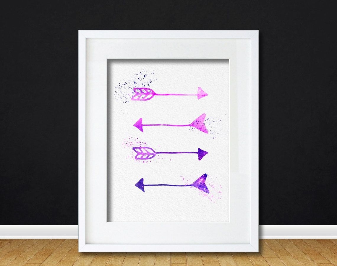 Watercolor Art Print Four Arrows Modern 8x10 Wall Art Decor Wall Intended For Most Popular Arrow Wall Art (View 6 of 20)
