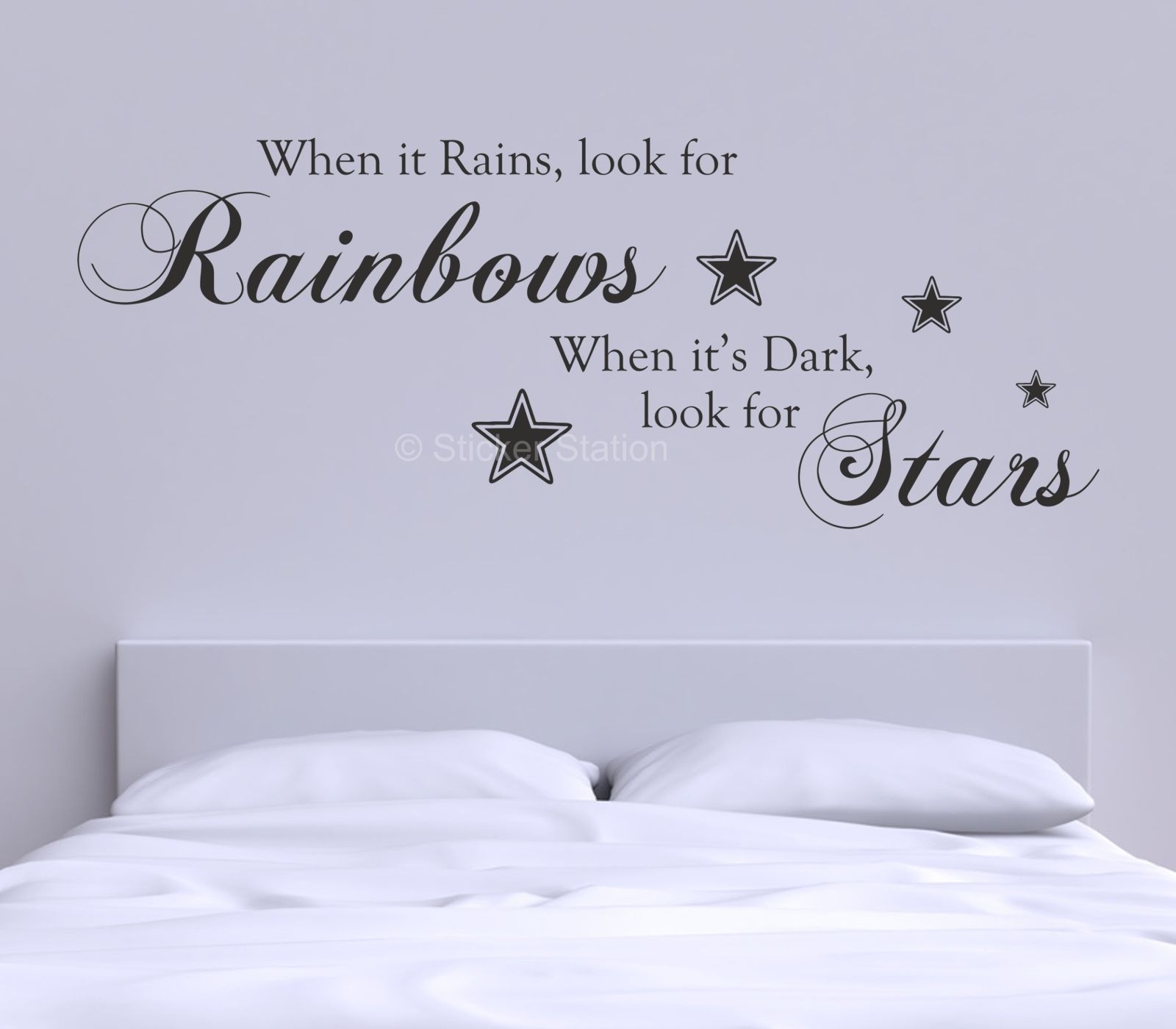 When It Rains Look For Rainbows Quote Wall Art Sticker – Sticker Station For Most Up To Date Wall Art Quotes (Gallery 1 of 20)