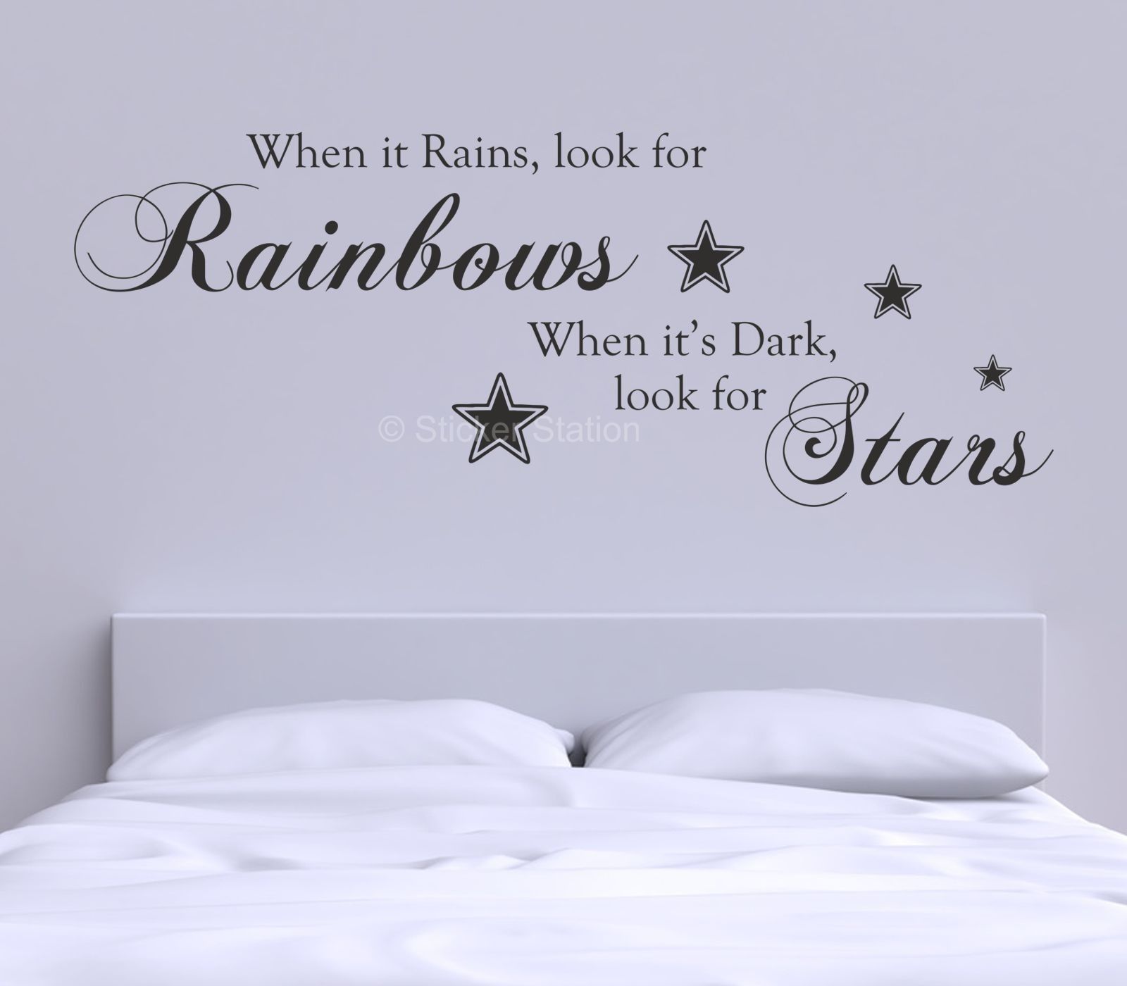 When It Rains Look For Rainbows Quote Wall Art Sticker – Sticker Station Throughout 2018 Quote Wall Art (Gallery 1 of 20)