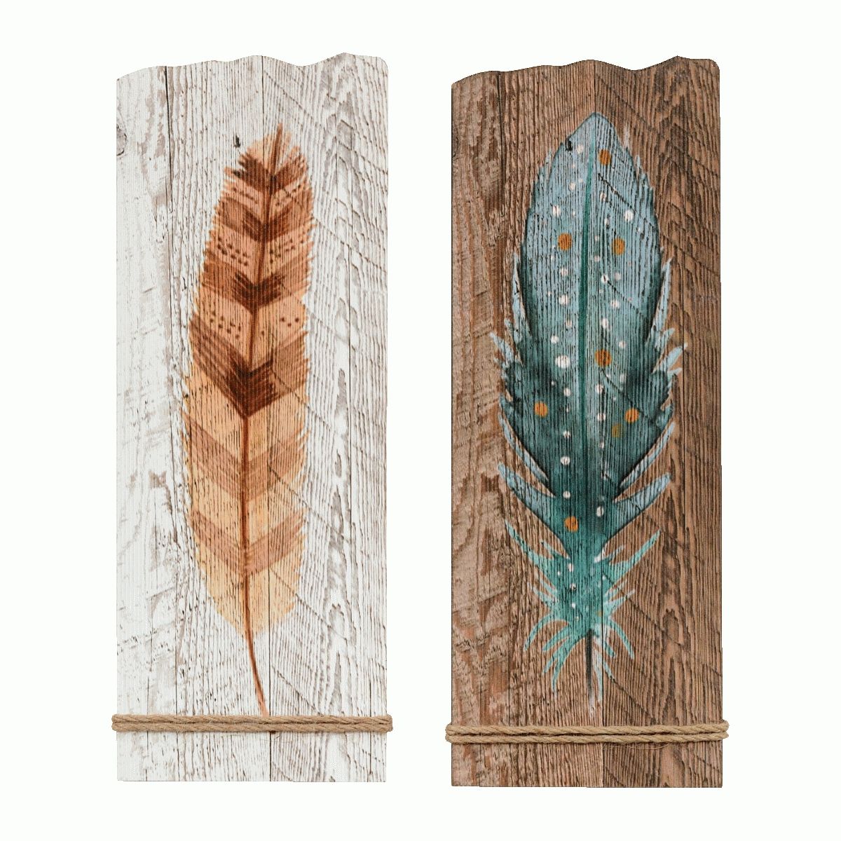 Wood Feather Wall Art – Set Of 2 Regarding Most Recent Feather Wall Art (View 4 of 20)