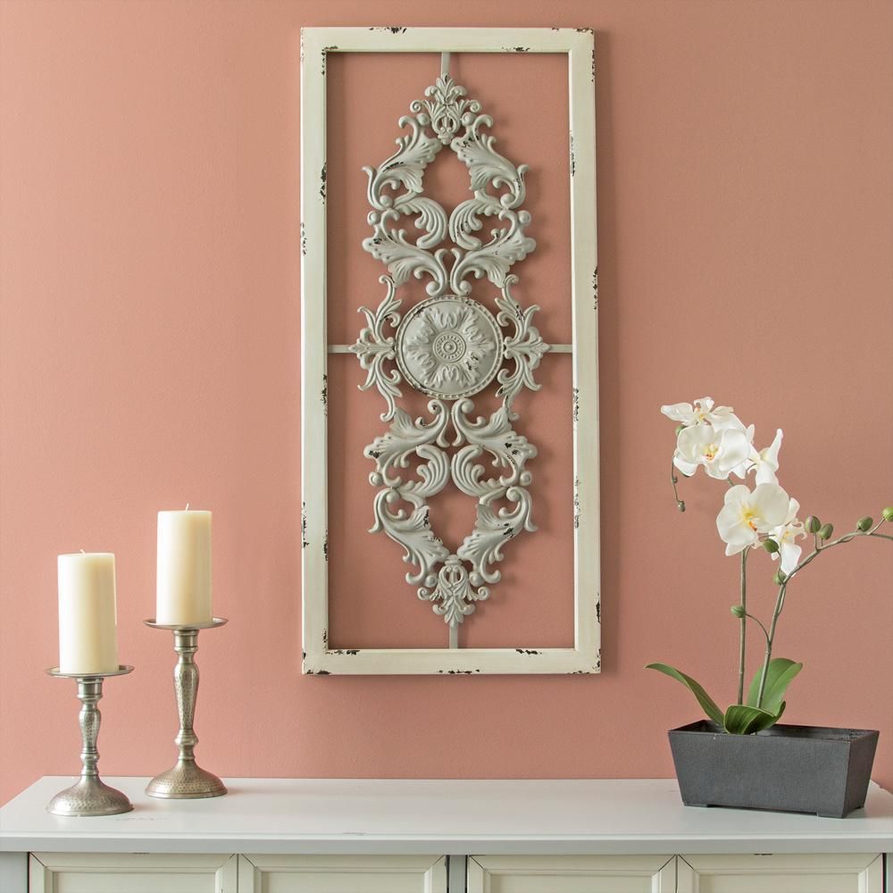 2019 Stratton Home Decor Grey Scroll Metal Panel Wall Decor S09573 – The Throughout Scroll Panel Wall Decor (View 4 of 20)