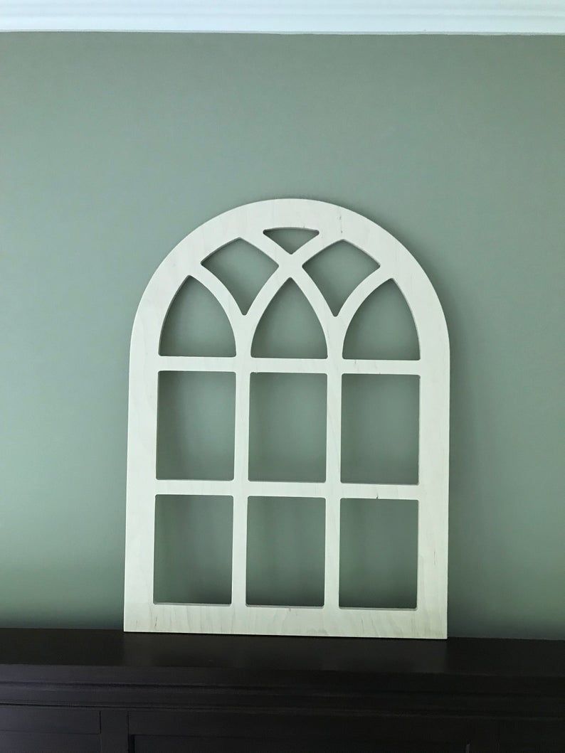 Arched Farmhouse Frame Faux Window Frame Arched Stained (View 16 of 20)