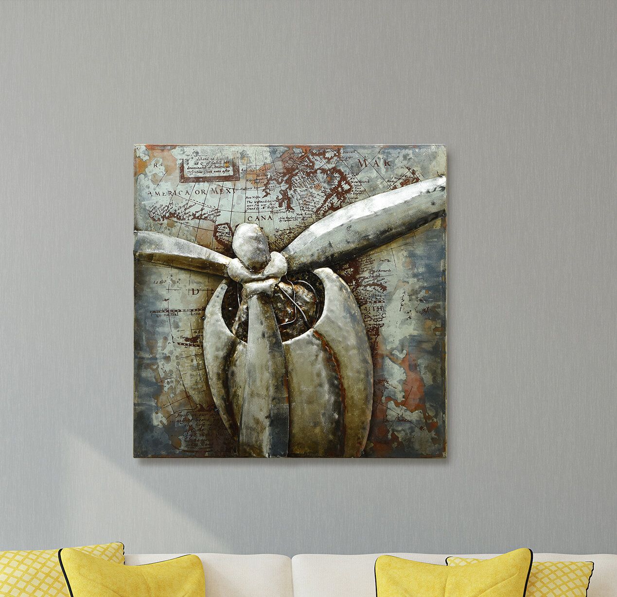 Empire Art Direct "retro Airplane 1" Mixed Media Iron Hand Painted For Fashionable Mixed Media Iron Hand Painted Dimensional Wall Decor (View 12 of 20)
