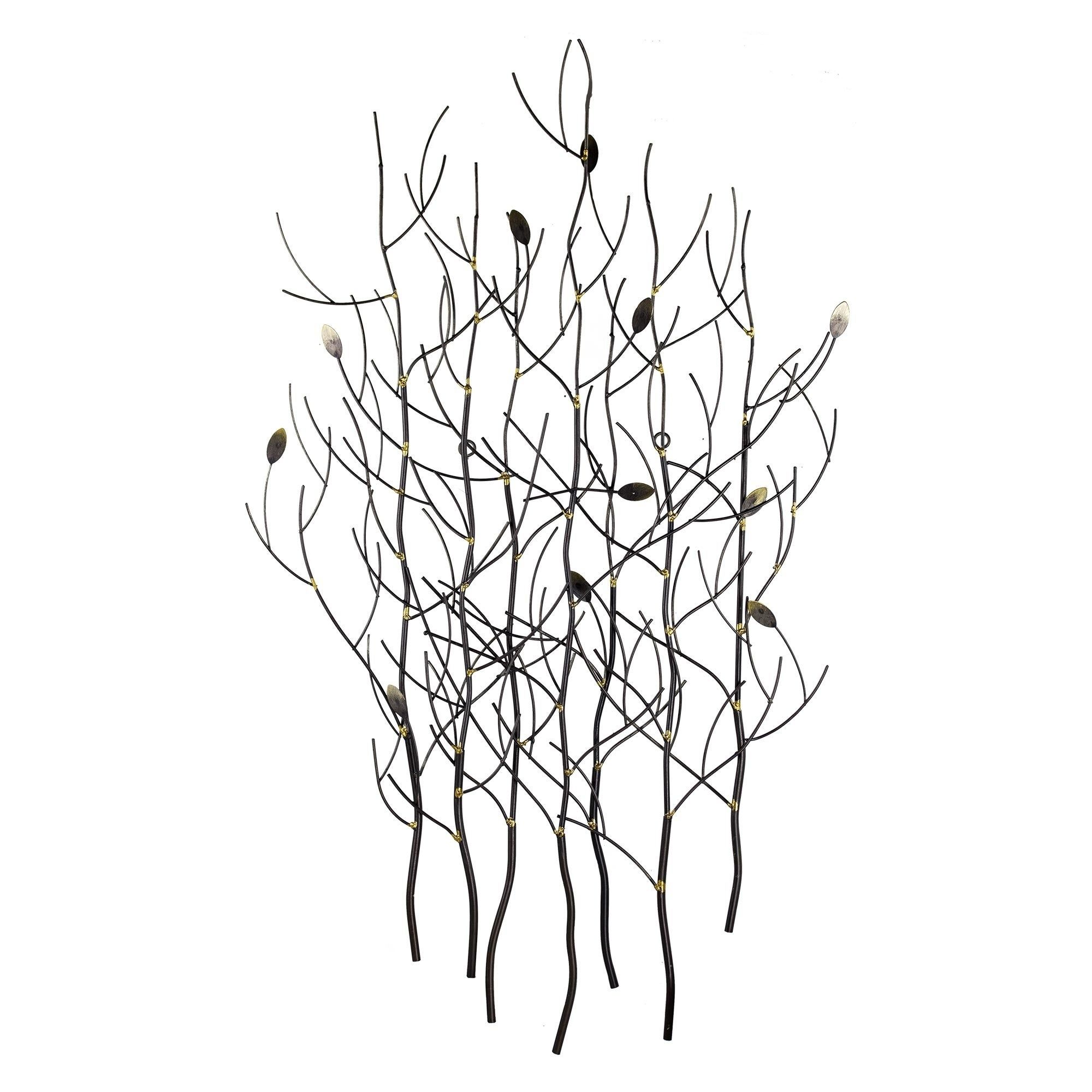 Fashionable Leaves Metal Sculpture Wall Decor For Shop Discontinued – Silver Branches Gold Leaves Metal Sculpture Wall (View 12 of 20)