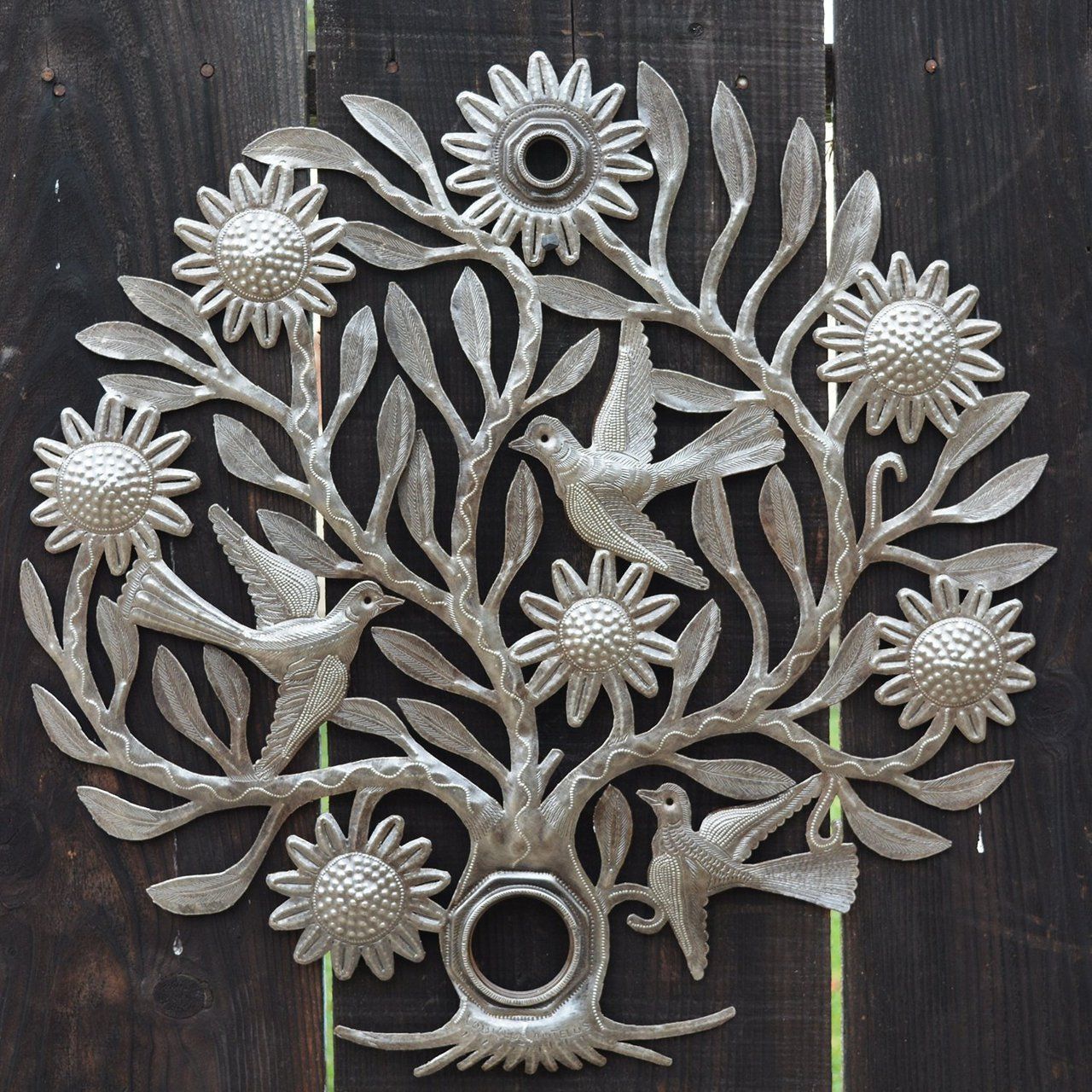 Flowers And Birds Tree Of Life With Spouts Haitian Recycled Metal In Trendy Raheem Flowers Metal Wall Decor (View 20 of 20)