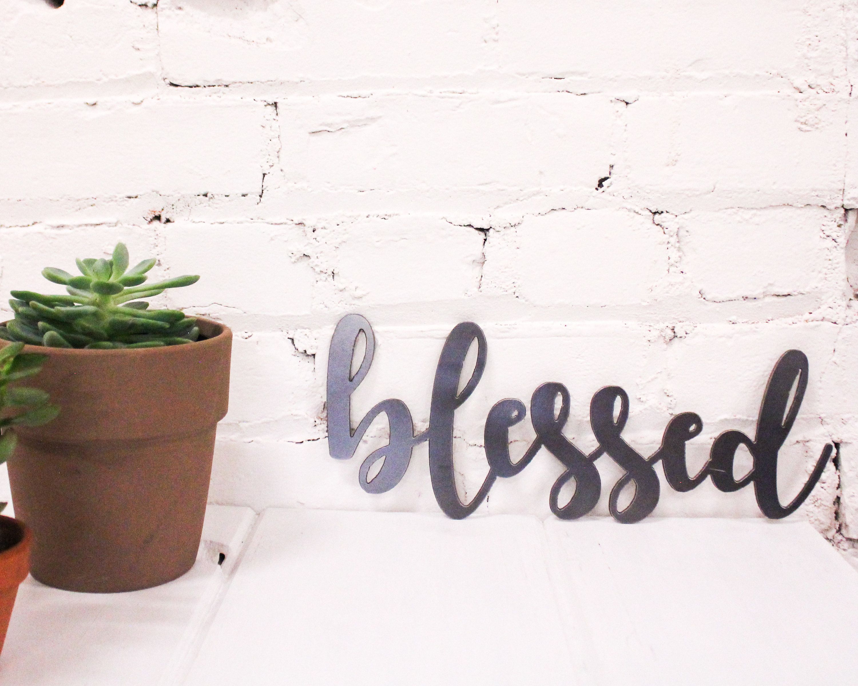 Latest Blessed Steel Wall Decor Throughout Blessed Recycled Steel Metal Word Quote Wall Sign Rustic Home Garden (View 14 of 20)