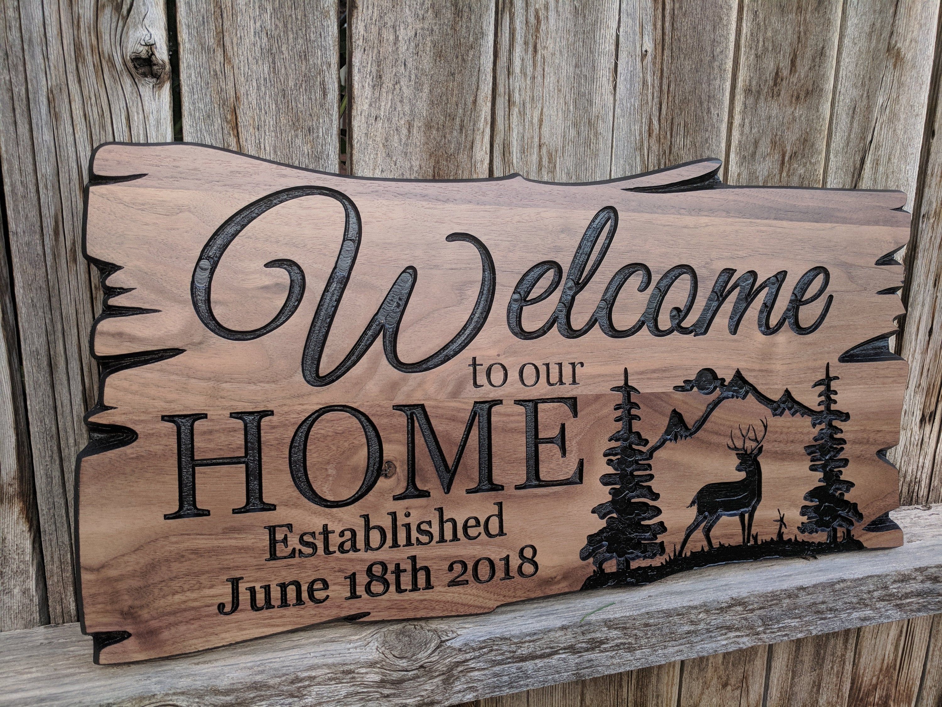 Most Popular Tree Welcome Sign Wall Decor In Custom Outdoor Wood Signs Personalized Farmhouse Decor Welcome (View 10 of 20)