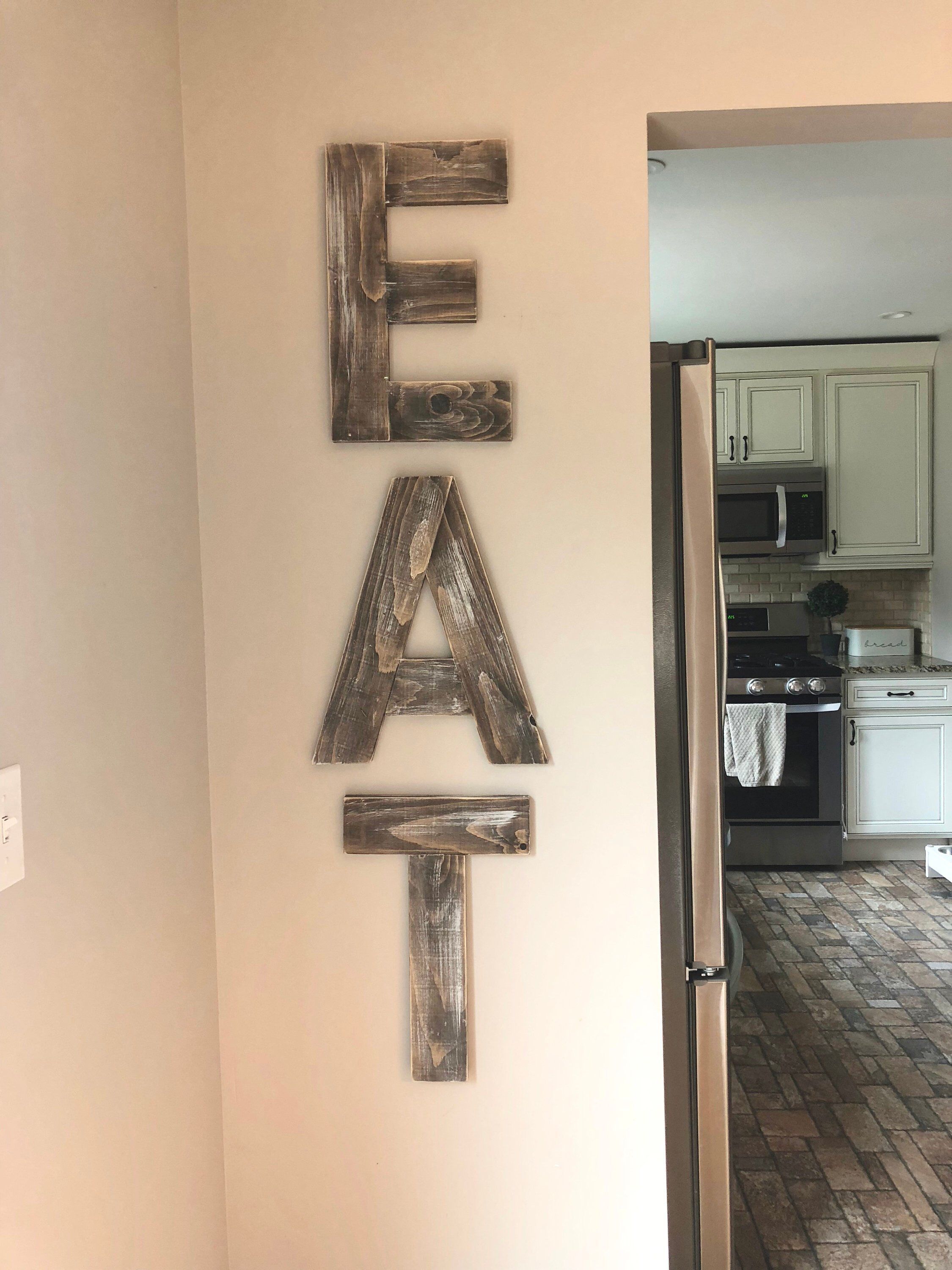 Most Up To Date Large Eat Sign – Wooden Letters – Rustic Wood – Kitchen Dining Room For Eat Rustic Farmhouse Wood Wall Decor (View 8 of 20)