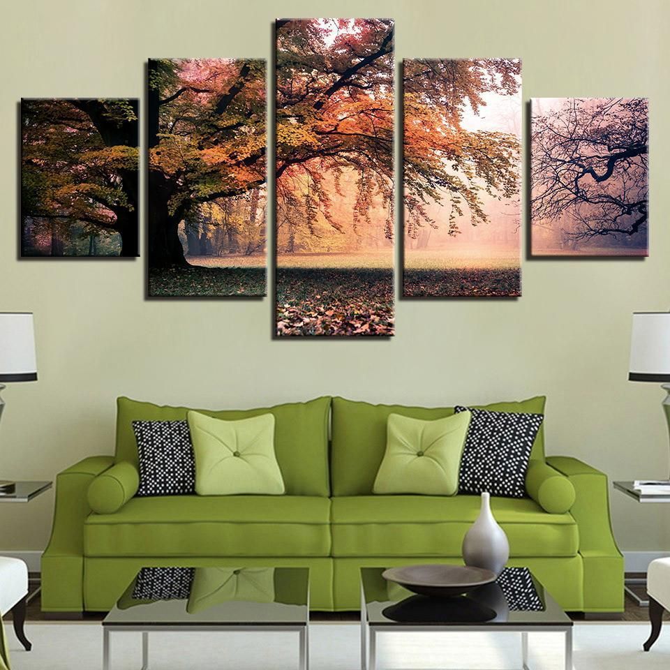 Well Known Flowing Leaves Wall Decor Pertaining To Falling Leaves 5 Piece Canvas Art Wall Art Picture Painting Home (View 18 of 20)