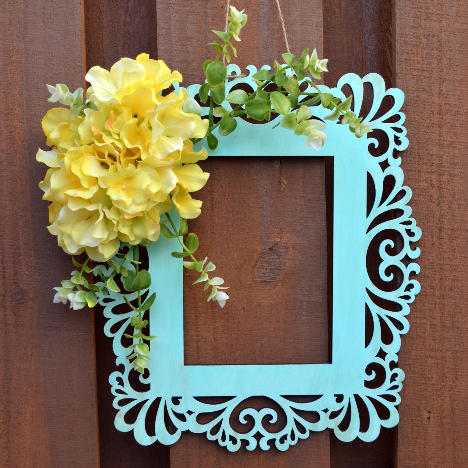Well Known Spring Frame Wreath – Spring Door Hanger – Wall Decor – Frame Wreath Regarding Floral Wreath Wood Framed Wall Decor (View 5 of 20)
