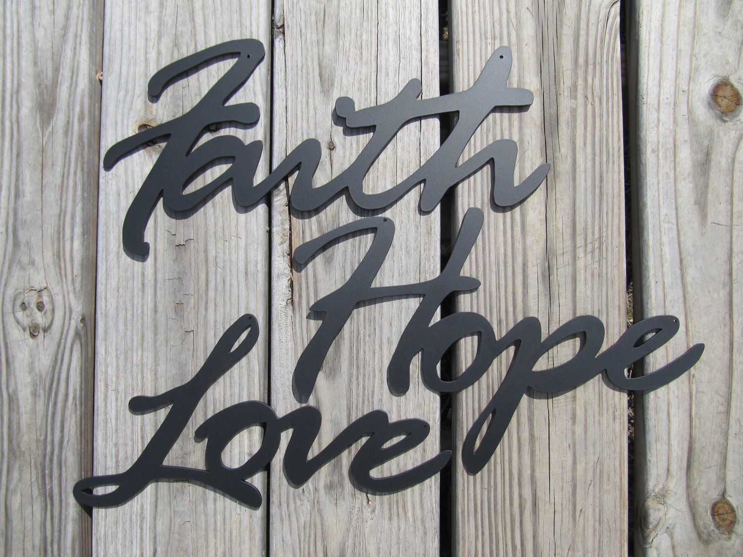 Widely Used Faith Hope Love Metal Art Wall Decorapollometalart On Etsy With Regard To Faith, Hope, Love Raised Sign Wall Decor (View 2 of 20)