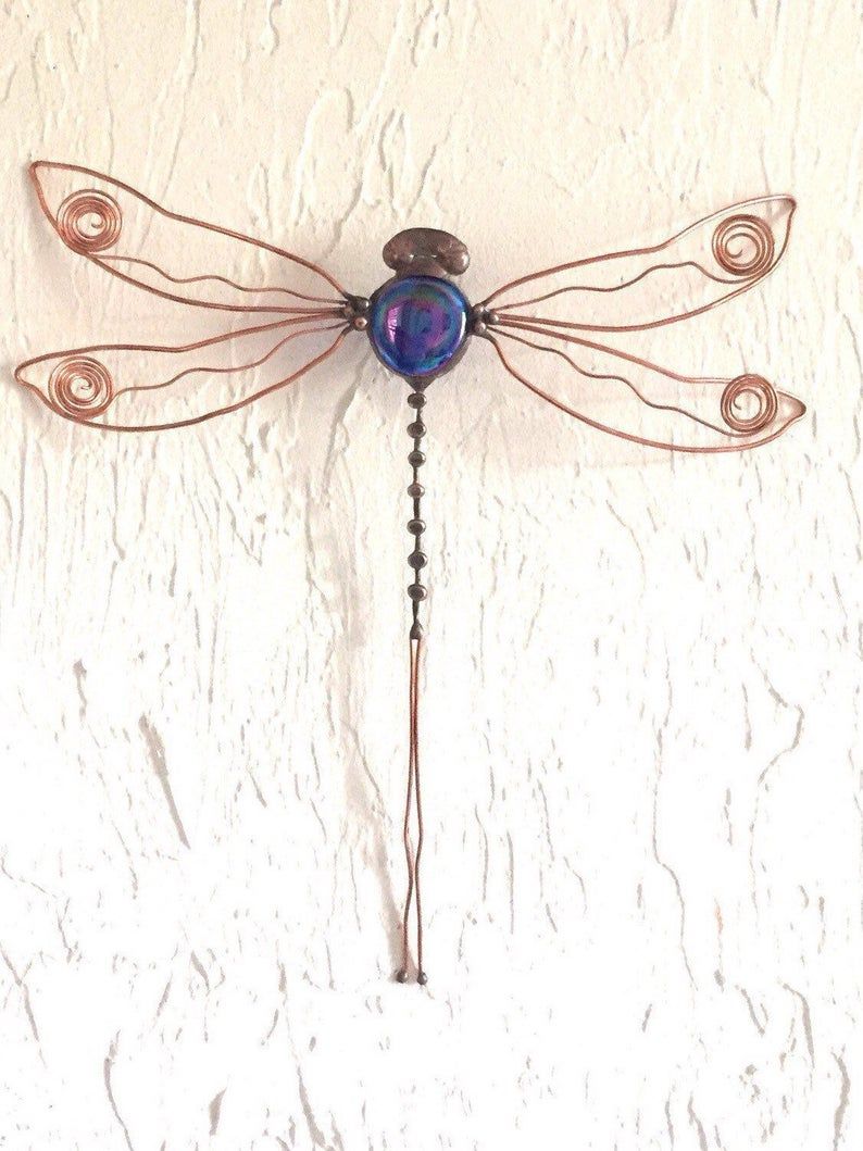 Dragonfly Wall Decor Glass Copper Wall Art (View 12 of 20)