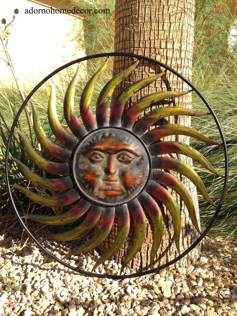 Famous Metal Alloy Boat Wall Decor With Regard To Large Round Metal Sun Wall Decor Garden Art Indoor Outdoor Patio (View 18 of 20)