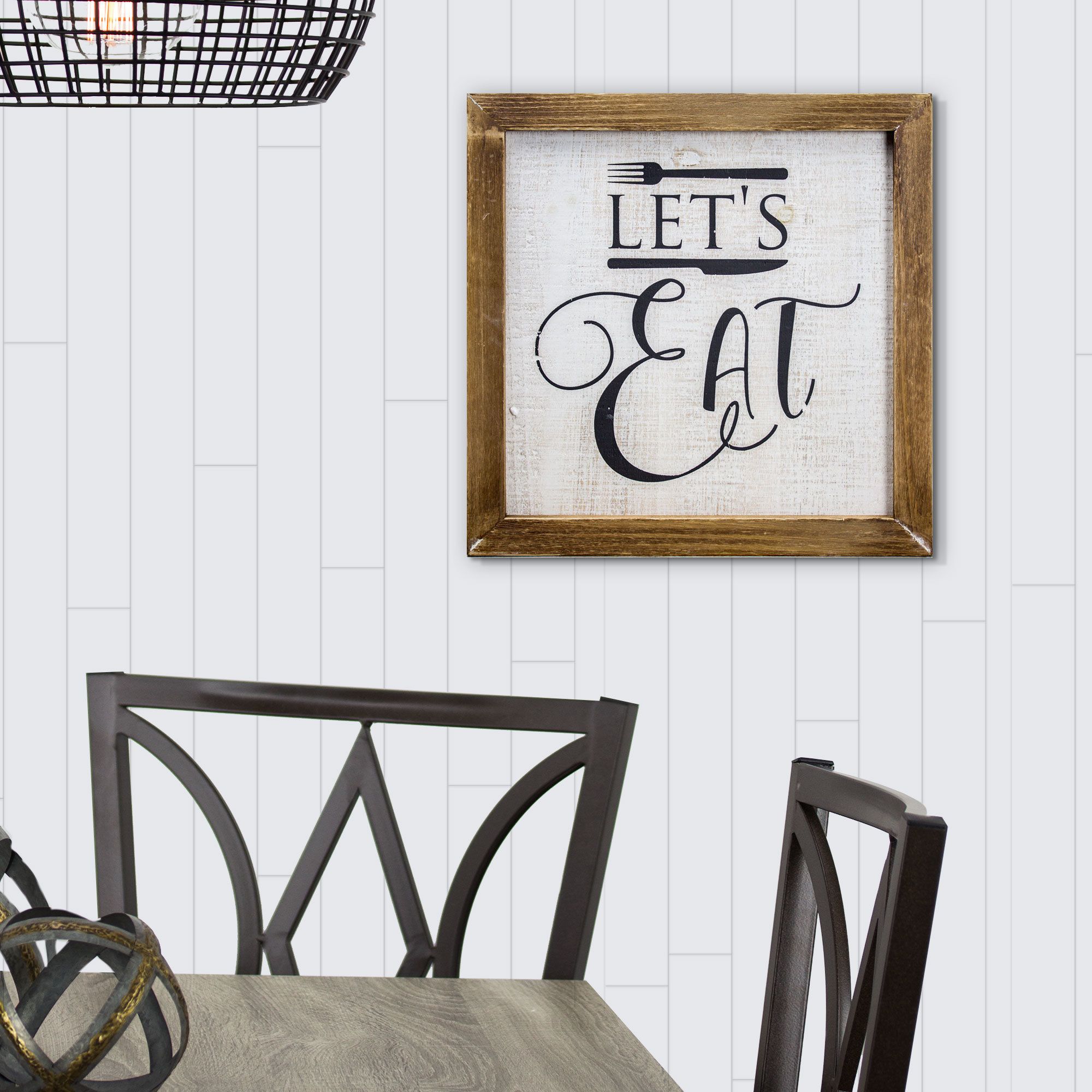 Fashionable 'let's Eat' Whitewashed Wood Sign Farmhouse Wall Décor Pertaining To Metal Laundry Room Wall Decor By Winston Porter (View 10 of 20)