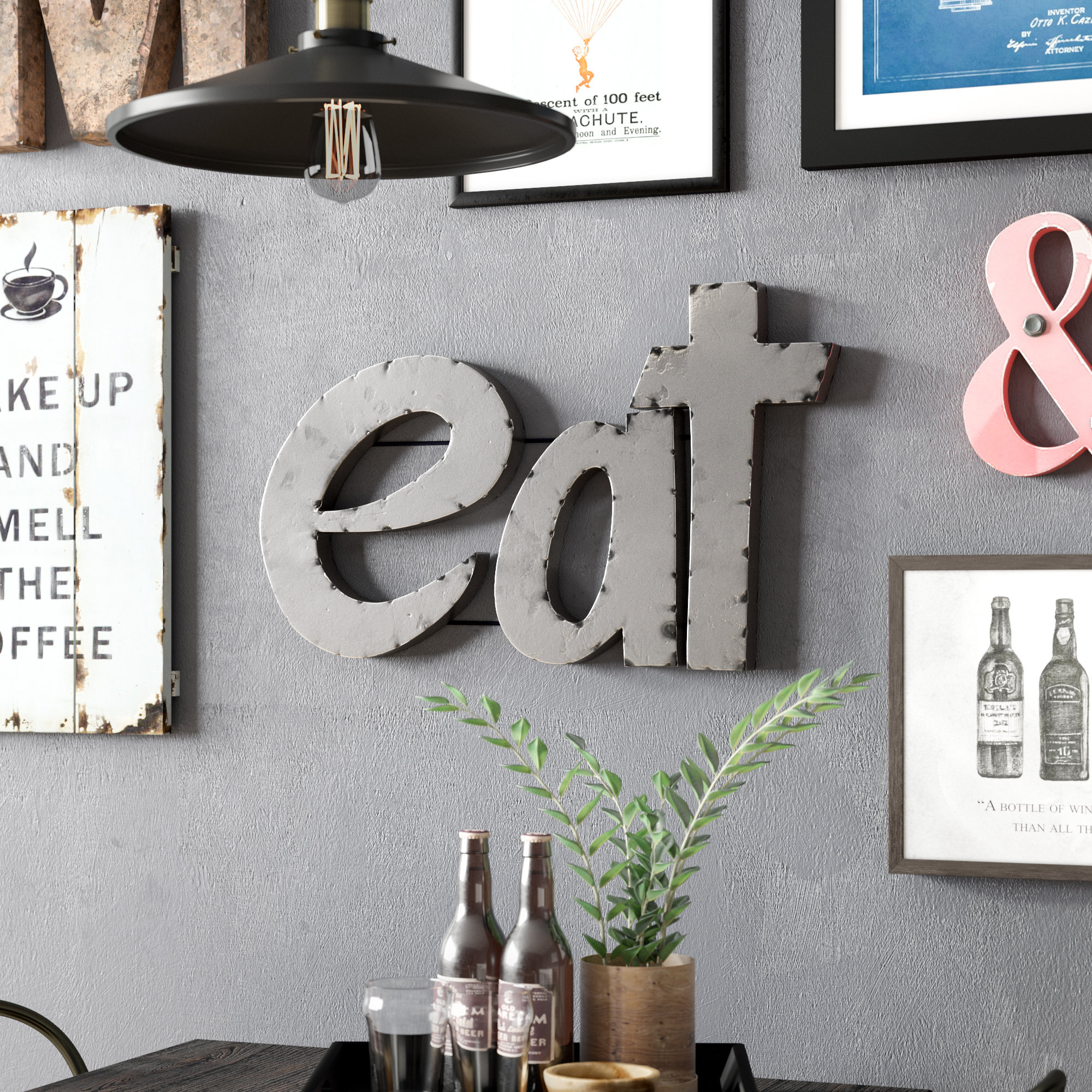 Featured Photo of The Best Grey "eat" Sign with Rebar Decor