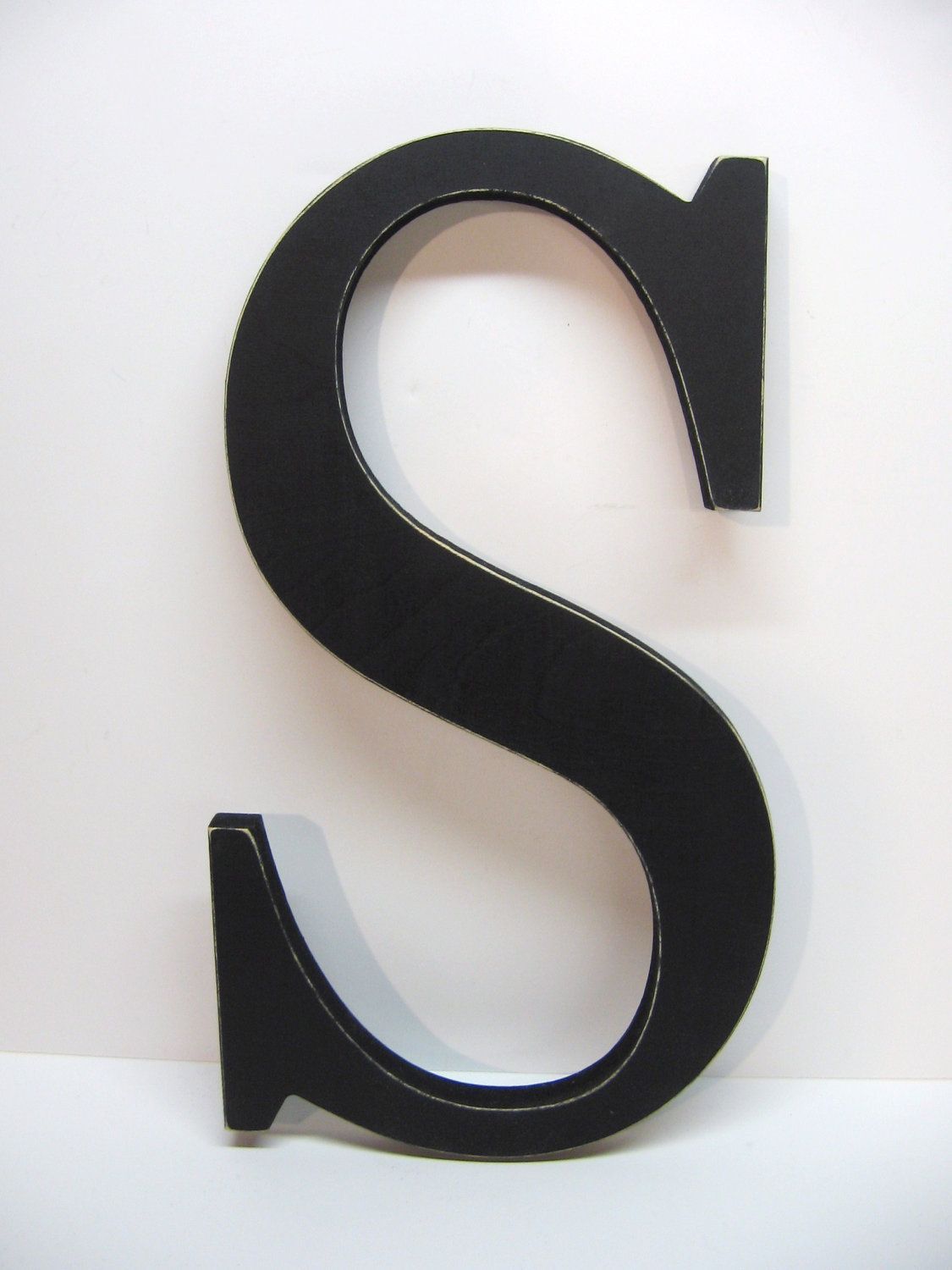 Most Current Wood Letter S Sign – 15 Inch – Painted Black – Distressed – Initial Within Mccue  (View 6 of 20)