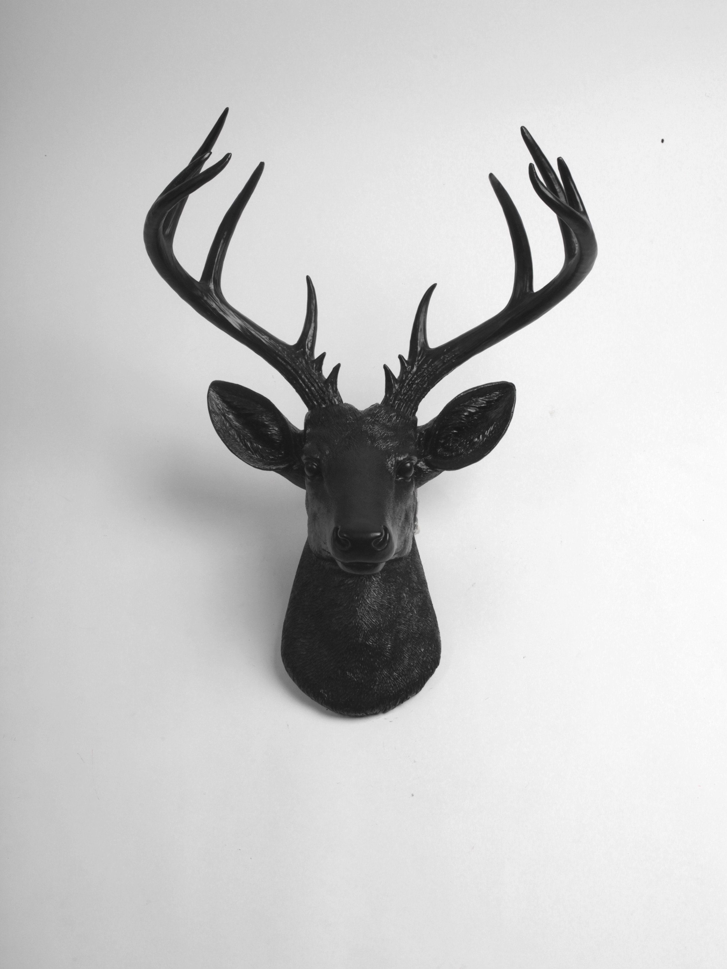 Newest Large Deer Head Faux Taxidermy Wall Decor With The Xl Ignatius, Stag Deer Head Wall Mount, Black Resin In  (View 6 of 20)