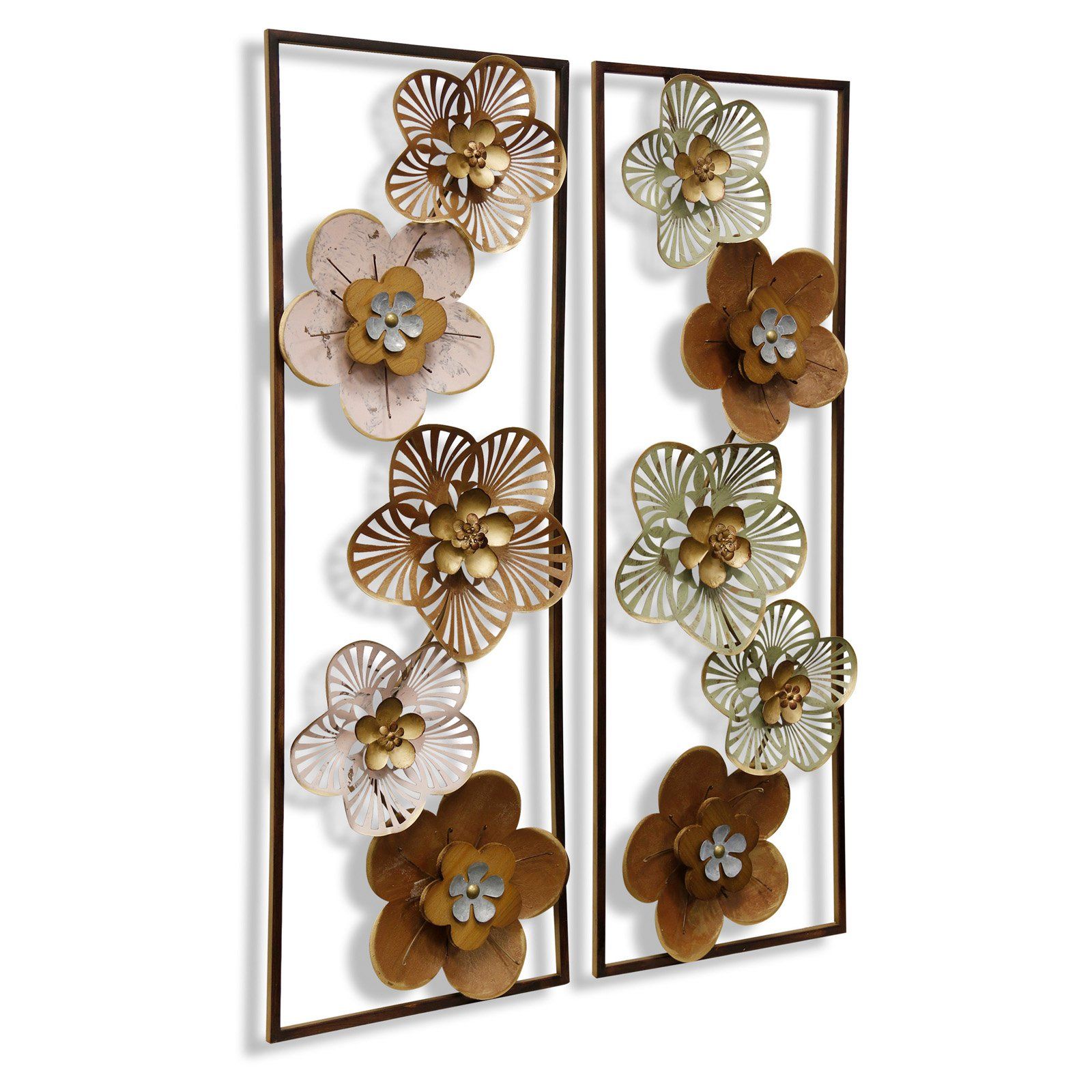 Panel Wood Wall Decor Sets (set Of 2) Within 2019 Stylecraft Floral Design Wall Sculptures – Set Of  (View 1 of 20)