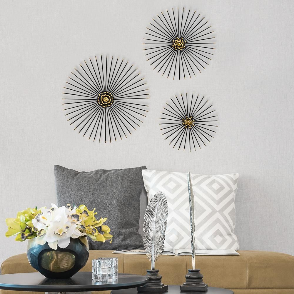 Well Liked 3 Piece Wall Decor Sets By Wrought Studio Pertaining To Stratton Home Decor Trio Starburst Wall Decor, Black In  (View 14 of 20)