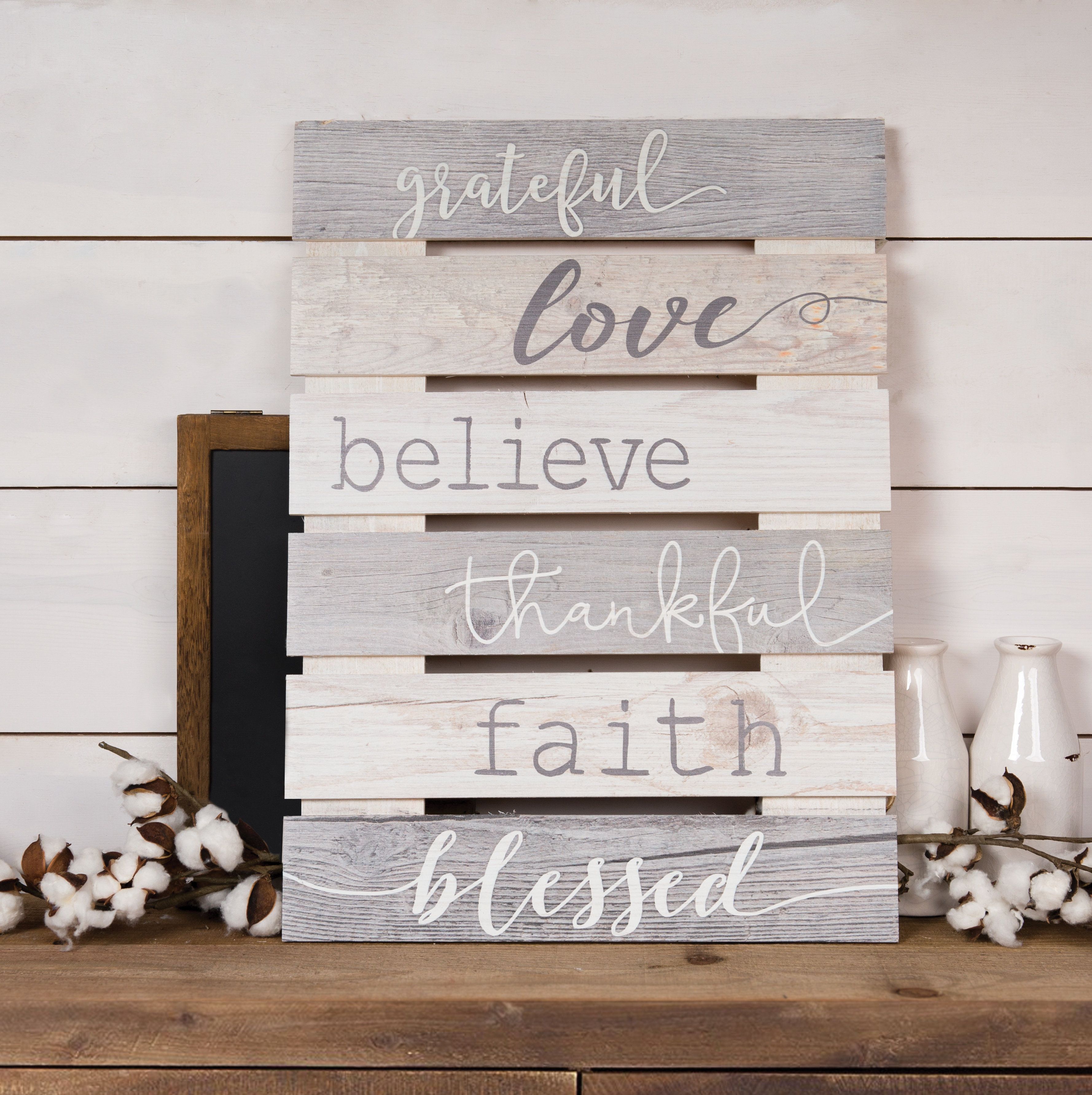 Widely Used Skid Sign Grateful, Love, Believe, Thankful, Faith, Blessed Wall For Fawcett Thankful Heart Wall Decor (View 3 of 20)