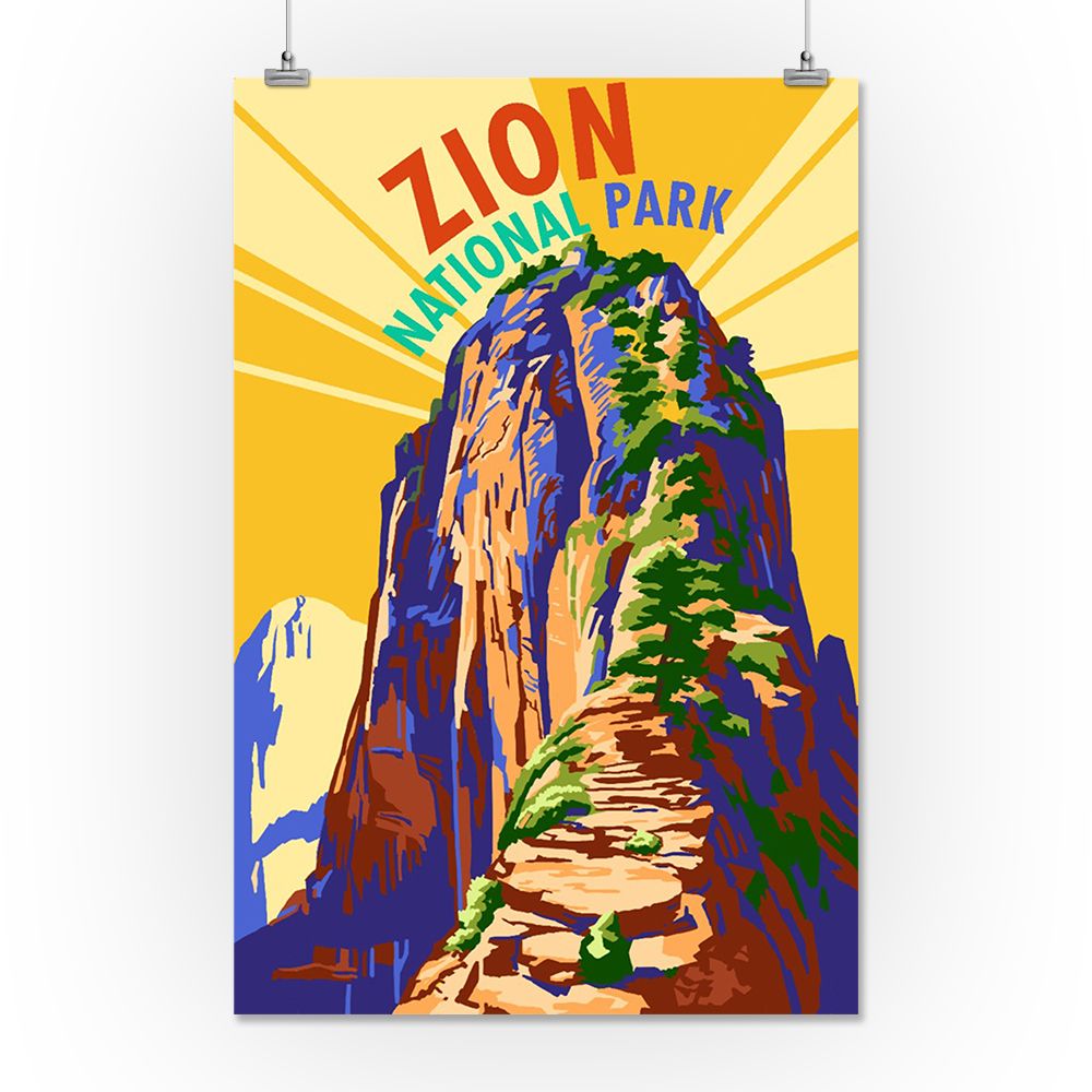 Zion National Park – Angel's Landing Psychedelic – Lantern Press With 2019 Landing Art Wall Decor (Gallery 20 of 20)