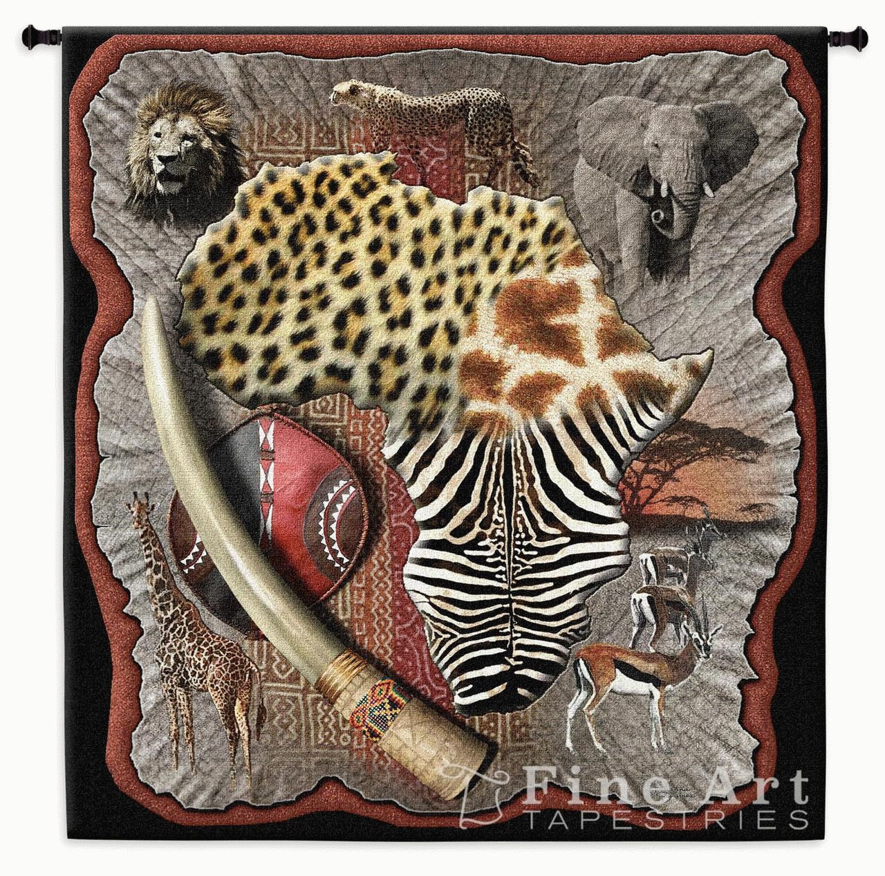 Africa African Tapestry Wall Hanging – Ethnic Designs, H51 In 2018 Lion I European Tapestries (View 18 of 20)