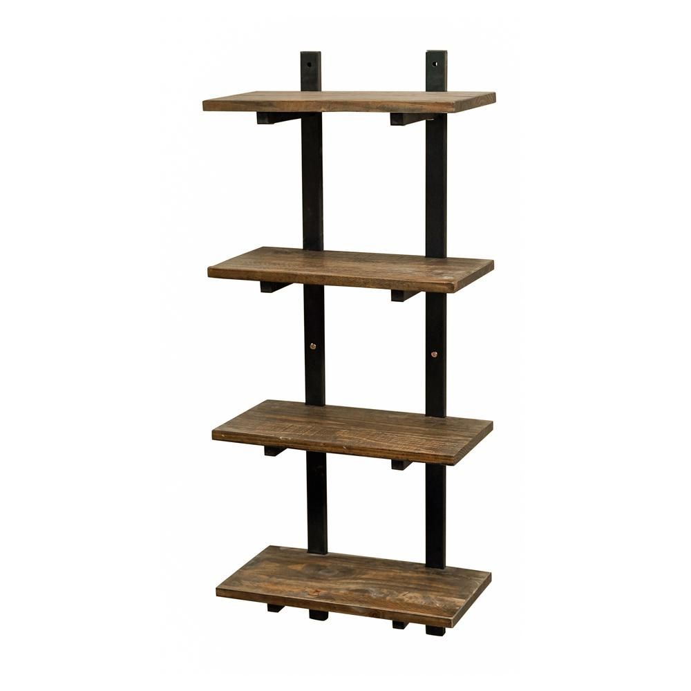 Alaterre Furniture Pomona 10" D X 20" W X 48" H Natural Metal And Solid  Wood Wall Shelf Amba5620 – The Home Depot In 2018 Blended Fabric The Pomona Wall Hangings (View 20 of 20)