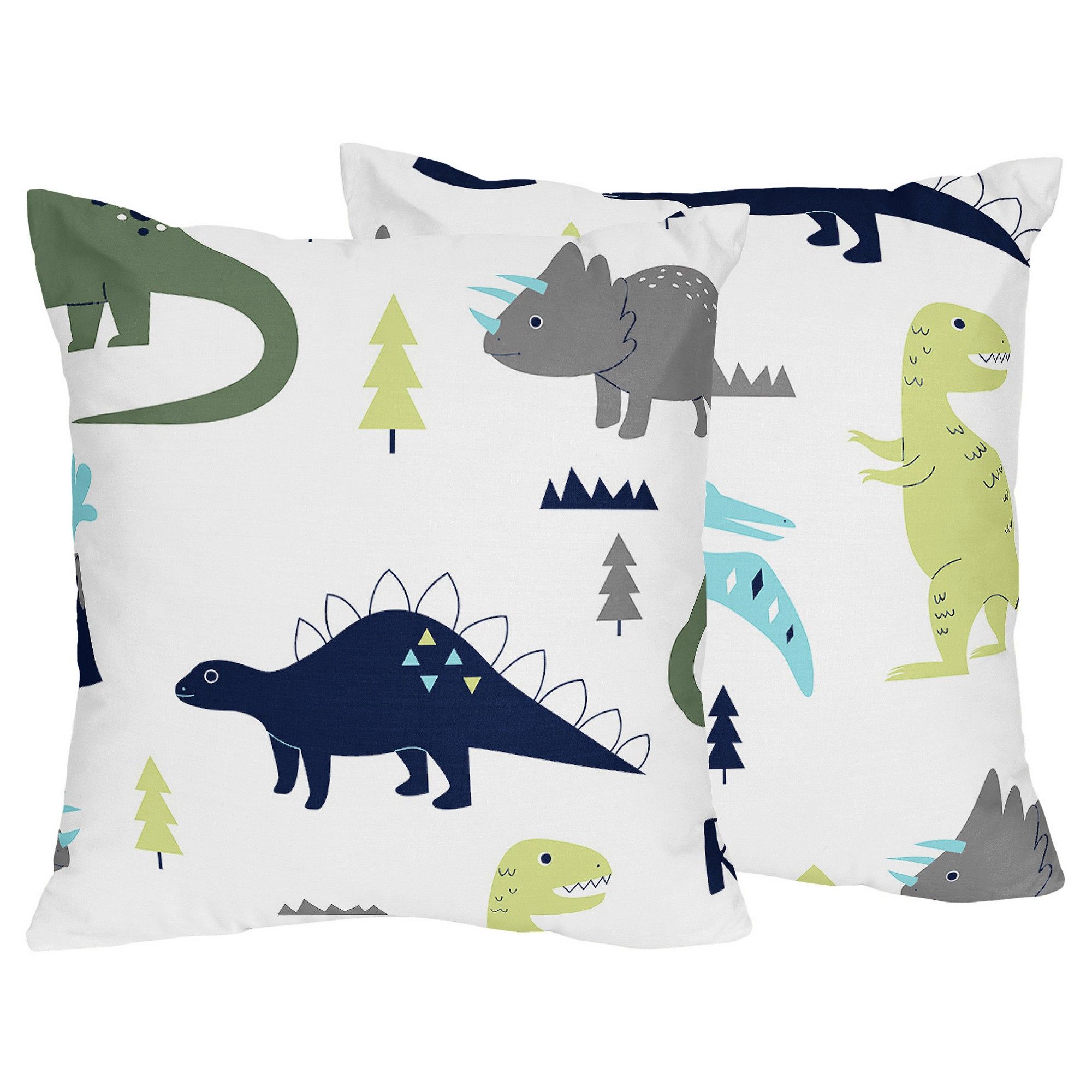 Blue & Green Mod Dinosaur Throw Pillow – Sweet Jojo Designs In 2017 Blended Fabric Mod Dinosaur 3 Piece Wall Hangings Set (View 5 of 20)