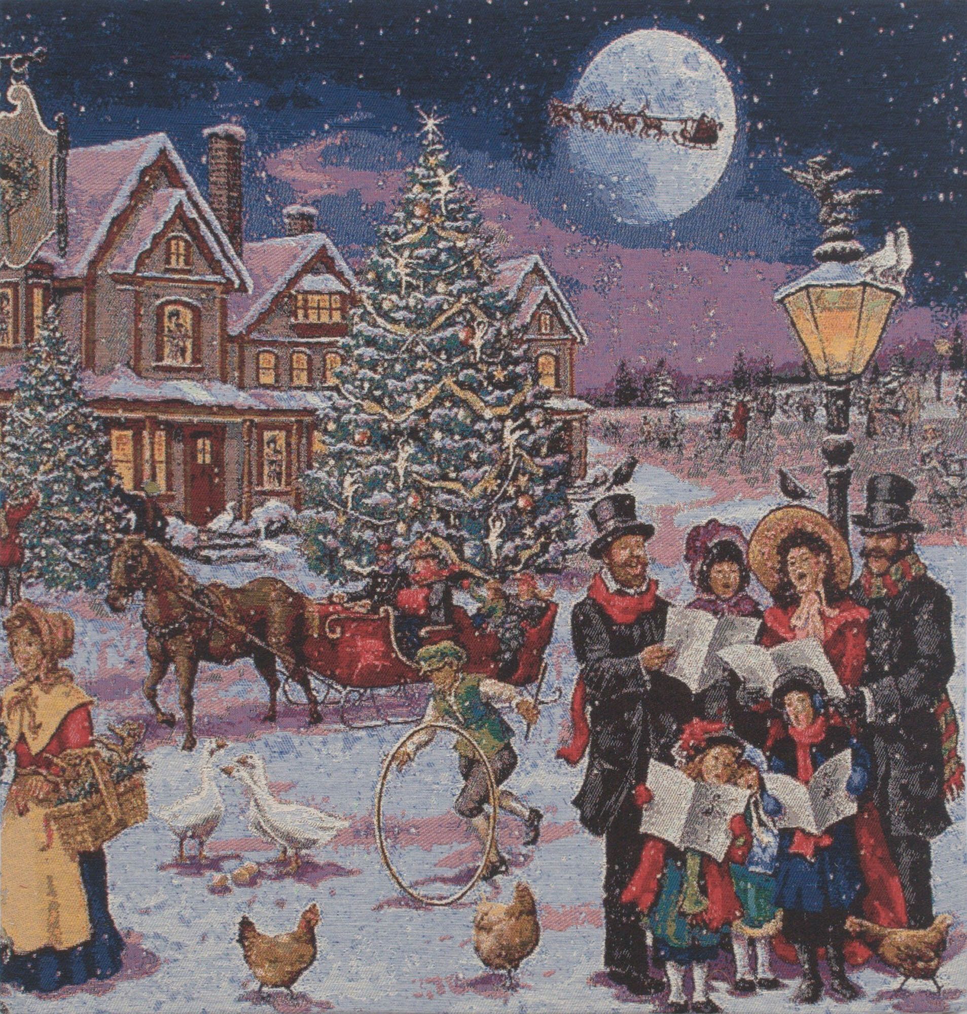 Carolers Stretched Wall Tapestry Regarding Most Up To Date Blended Fabric Blessings Of Christmas Tapestries (View 1 of 20)