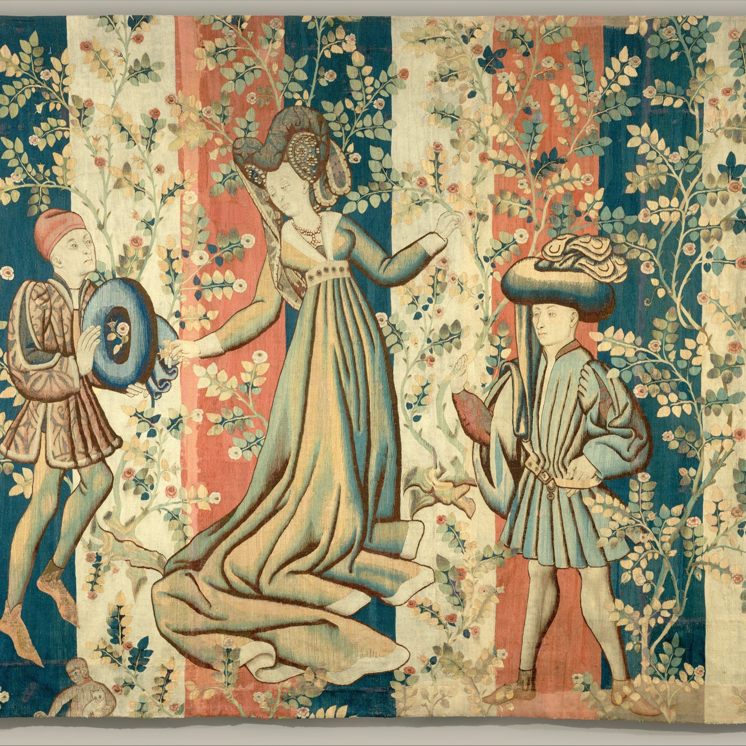 Courtiers In A Rose Garden: A Lady And Two Gentlemen | South For Latest Roses I Tapestries (View 9 of 20)