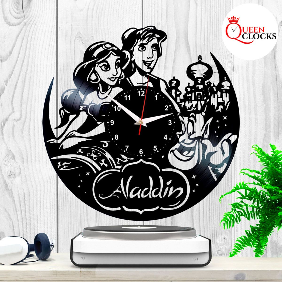Details About Aladdin Lamp Jasmine Disney Vinyl Record Clock Classic Decor  Kids Birthday Decor Pertaining To 2018 Blended Fabric Aladin European Wall Hangings (View 7 of 20)