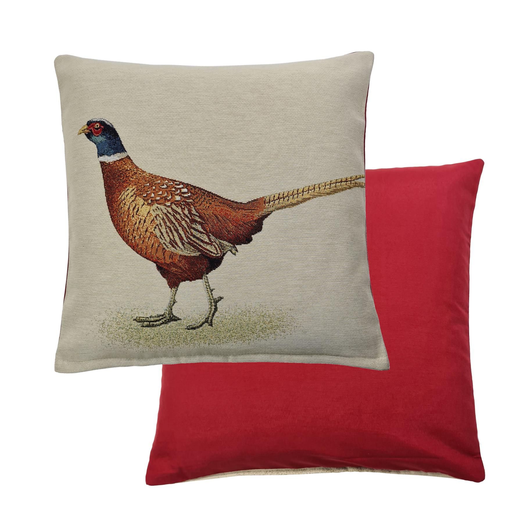 Details About Designer Peggy Wilkins Country Red Pheasant Woven Tapestry  Cotton Filled Cushion In Most Up To Date Blended Fabric Pheasant And Doe European Tapestries Wall Hangings (View 16 of 20)