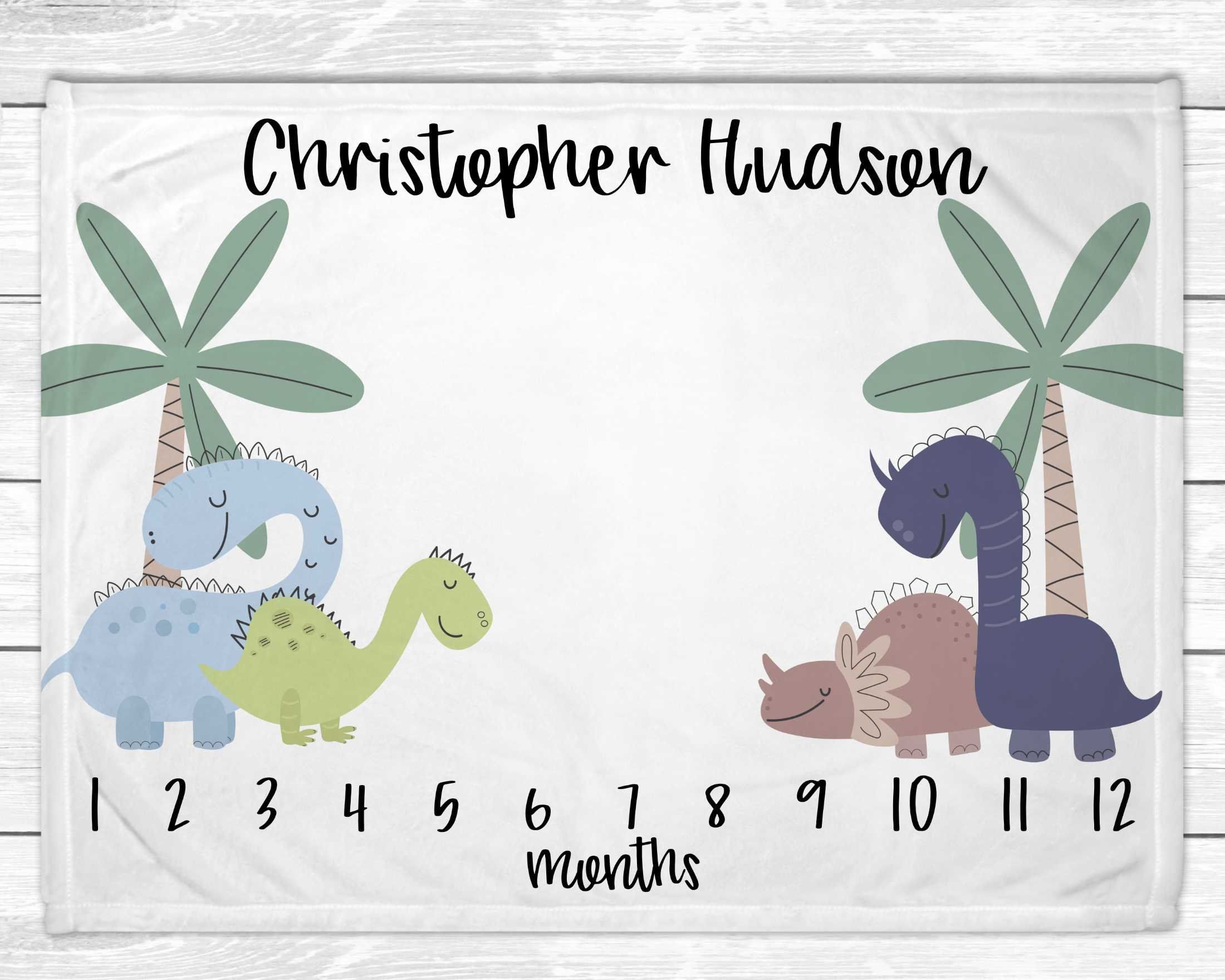 Dinosaur Monthly Baby Milestone Blanket Dinosaur Baby | Etsy Pertaining To Best And Newest Blended Fabric Mod Dinosaur 3 Piece Wall Hangings Set (View 18 of 20)